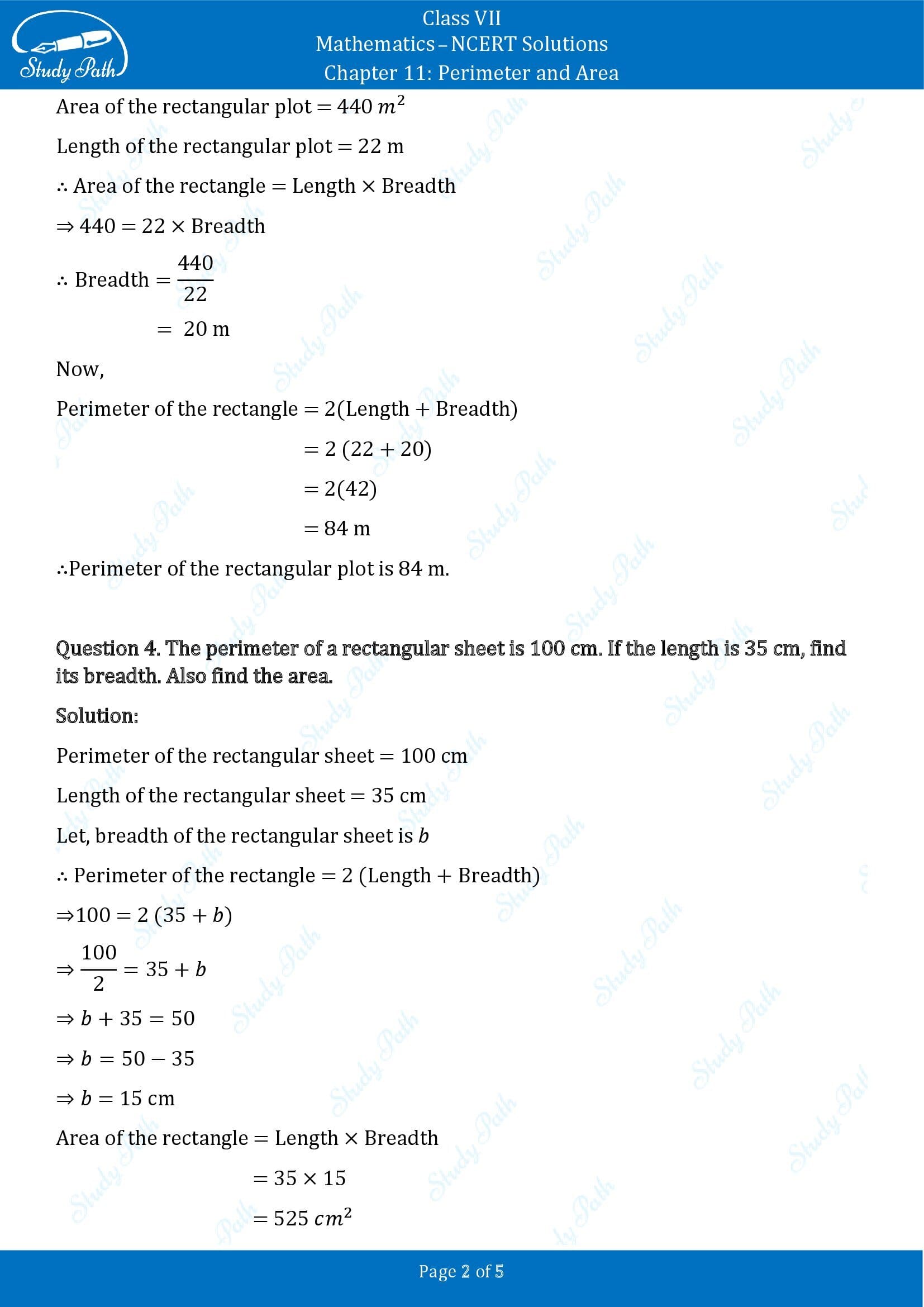 NCERT Solutions for Class 7 Maths Chapter 11 Perimeter and Area Exercise 11.1 00002