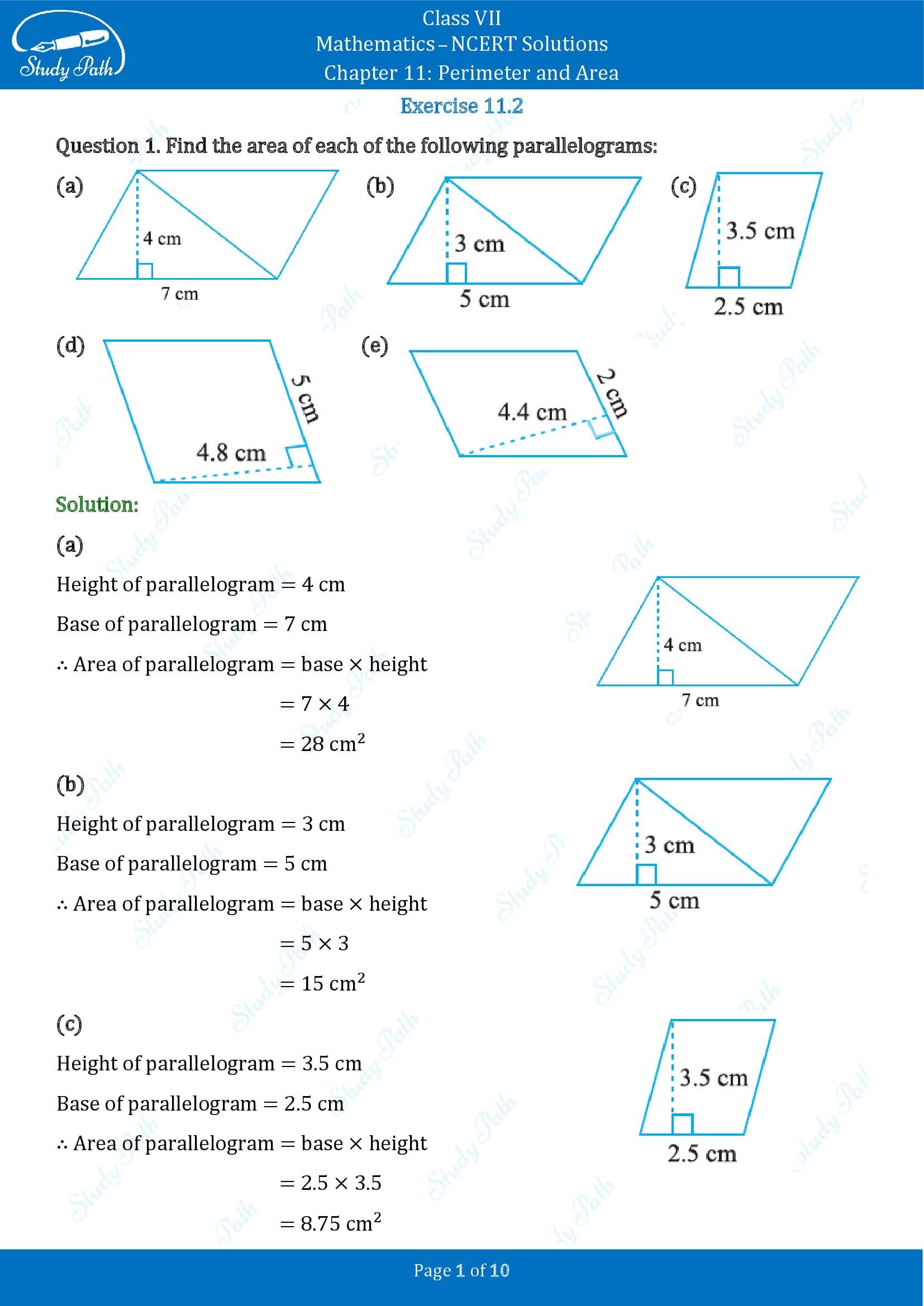 NCERT Solutions for Class 7 Maths Chapter 11 Perimeter and Area Exercise 11.2 00001