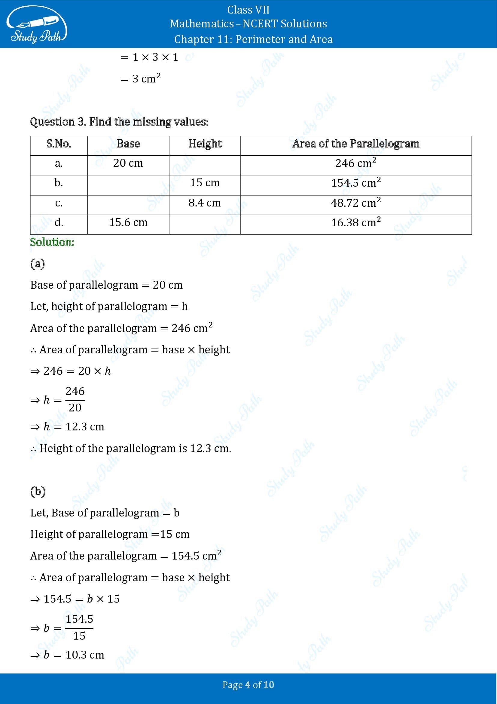NCERT Solutions for Class 7 Maths Chapter 11 Perimeter and Area Exercise 11.2 00004