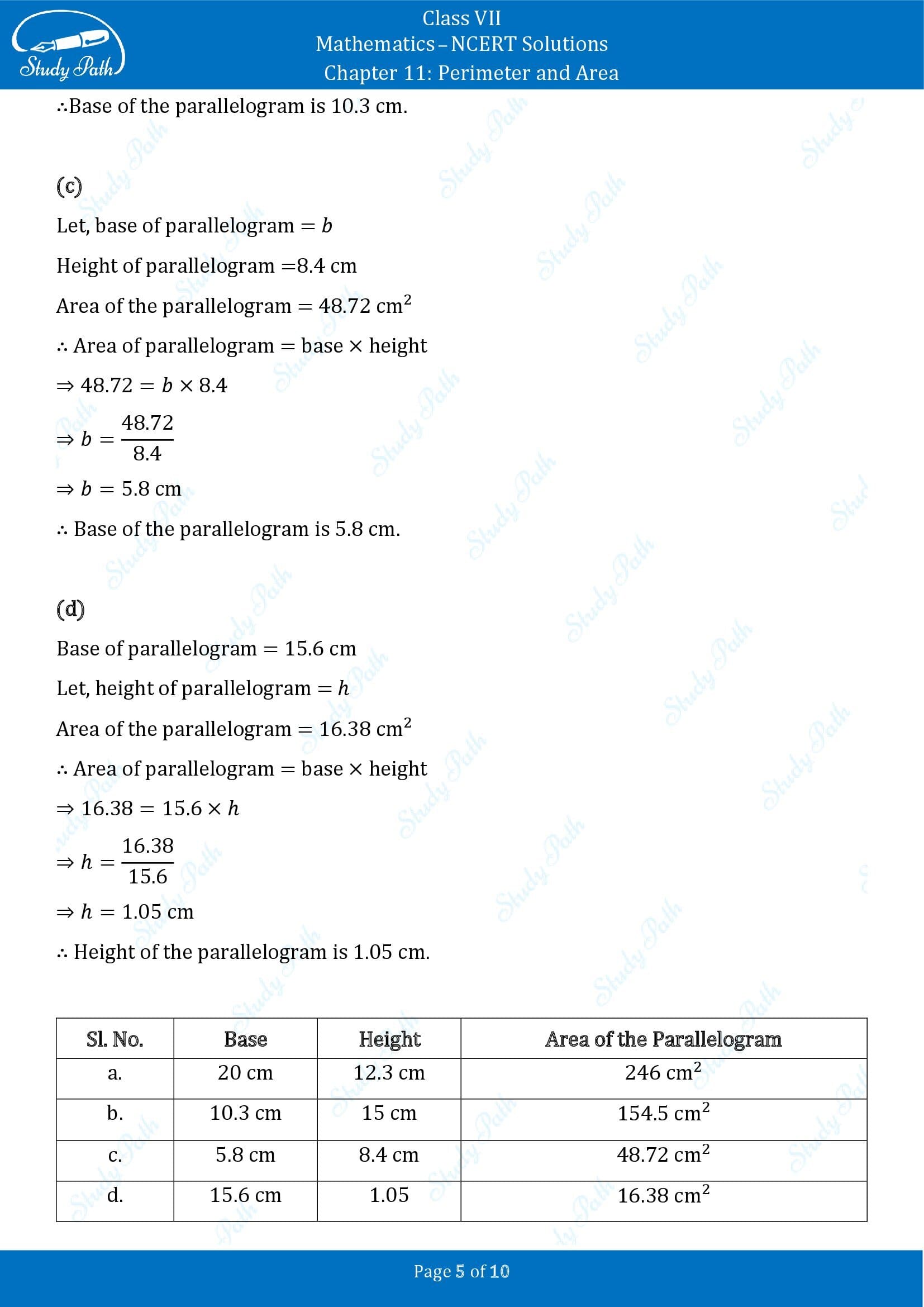 NCERT Solutions for Class 7 Maths Chapter 11 Perimeter and Area Exercise 11.2 00005