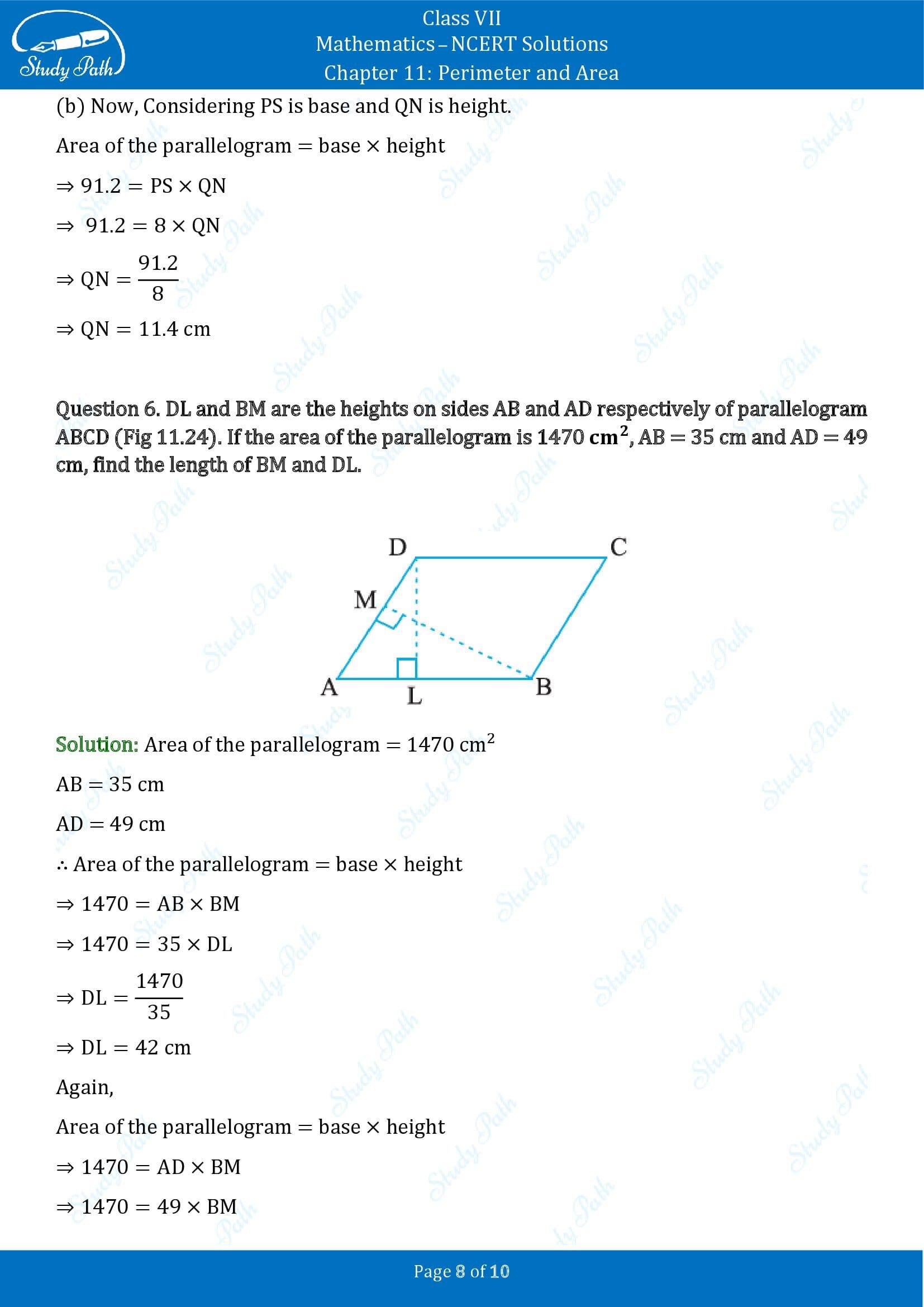NCERT Solutions for Class 7 Maths Chapter 11 Perimeter and Area Exercise 11.2 00008