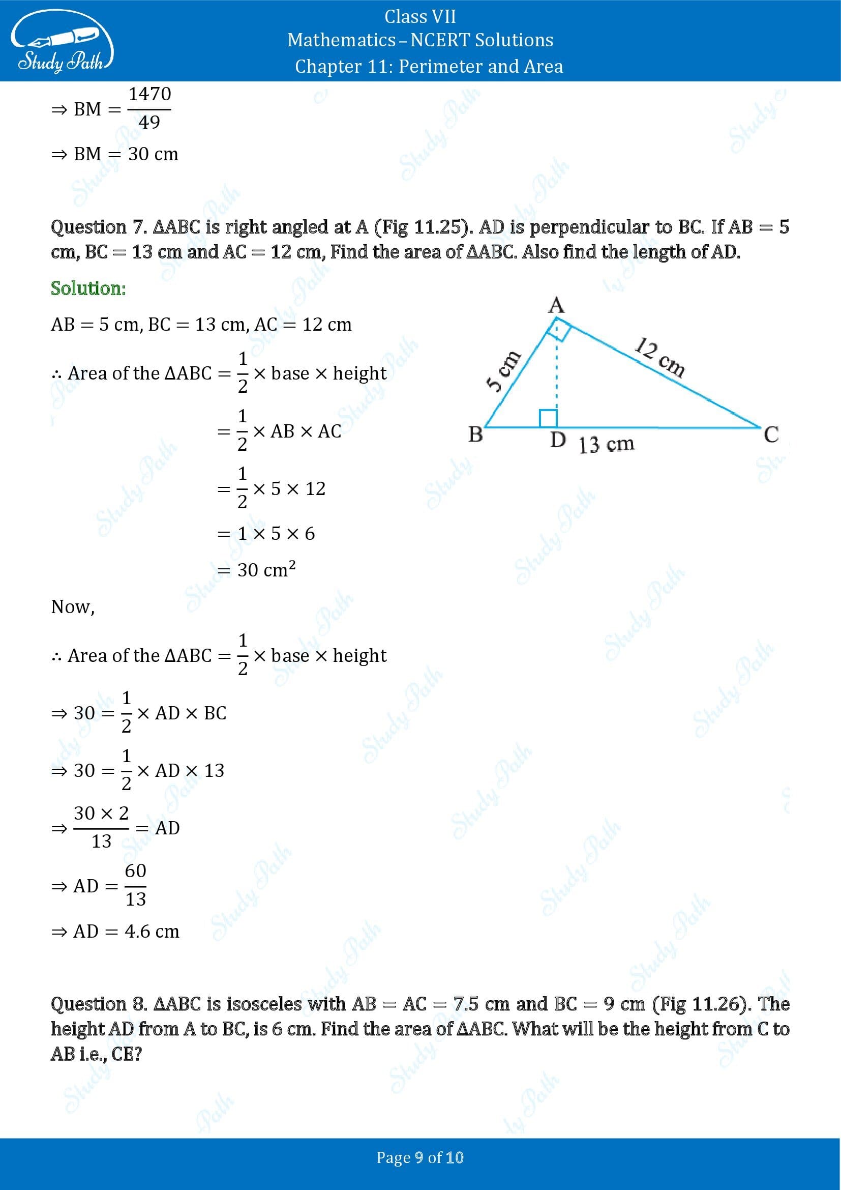 NCERT Solutions for Class 7 Maths Chapter 11 Perimeter and Area Exercise 11.2 00009
