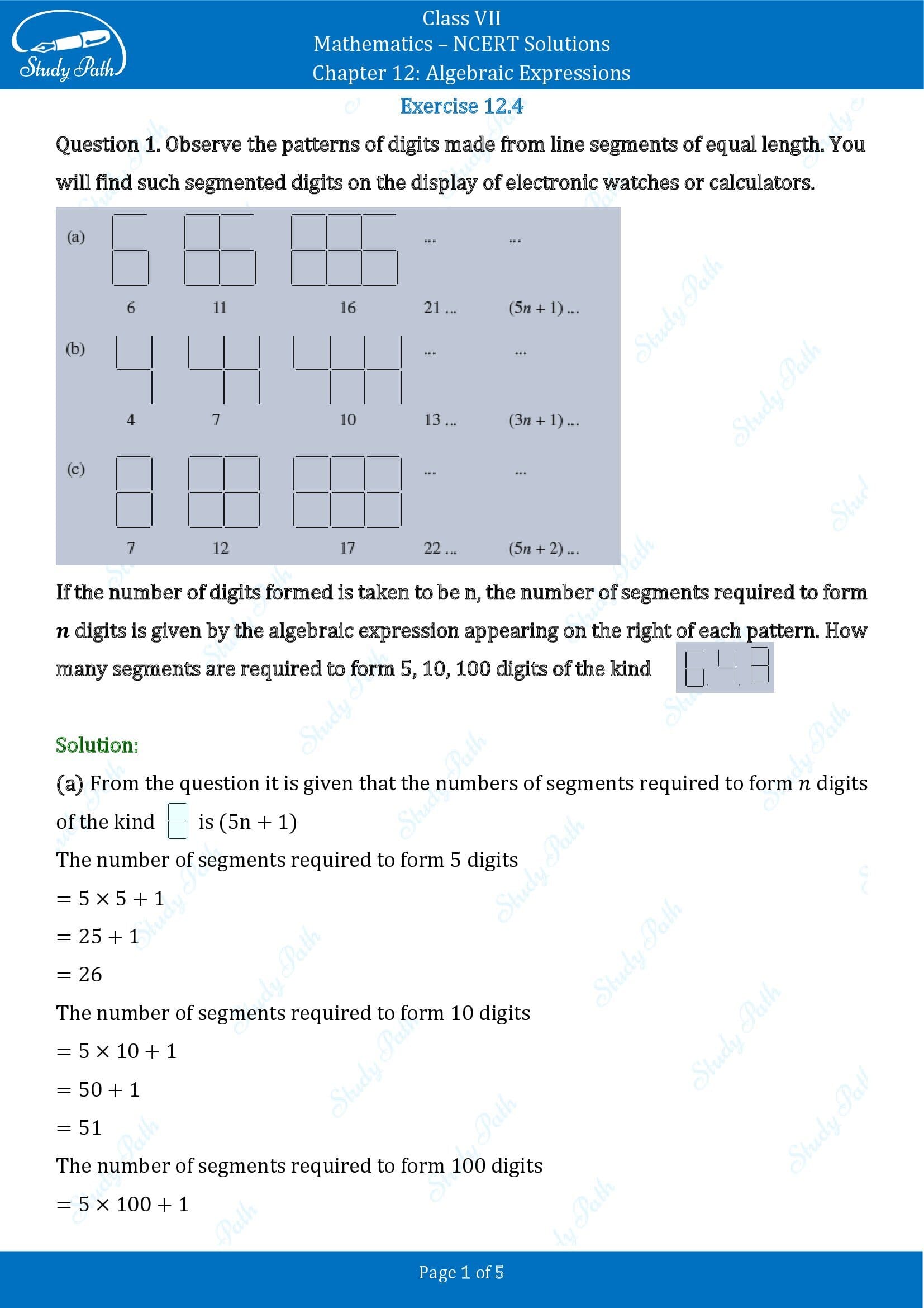NCERT Solutions for Class 7 Maths Chapter 12 Algebraic Expressions Exercise 12.4 00001