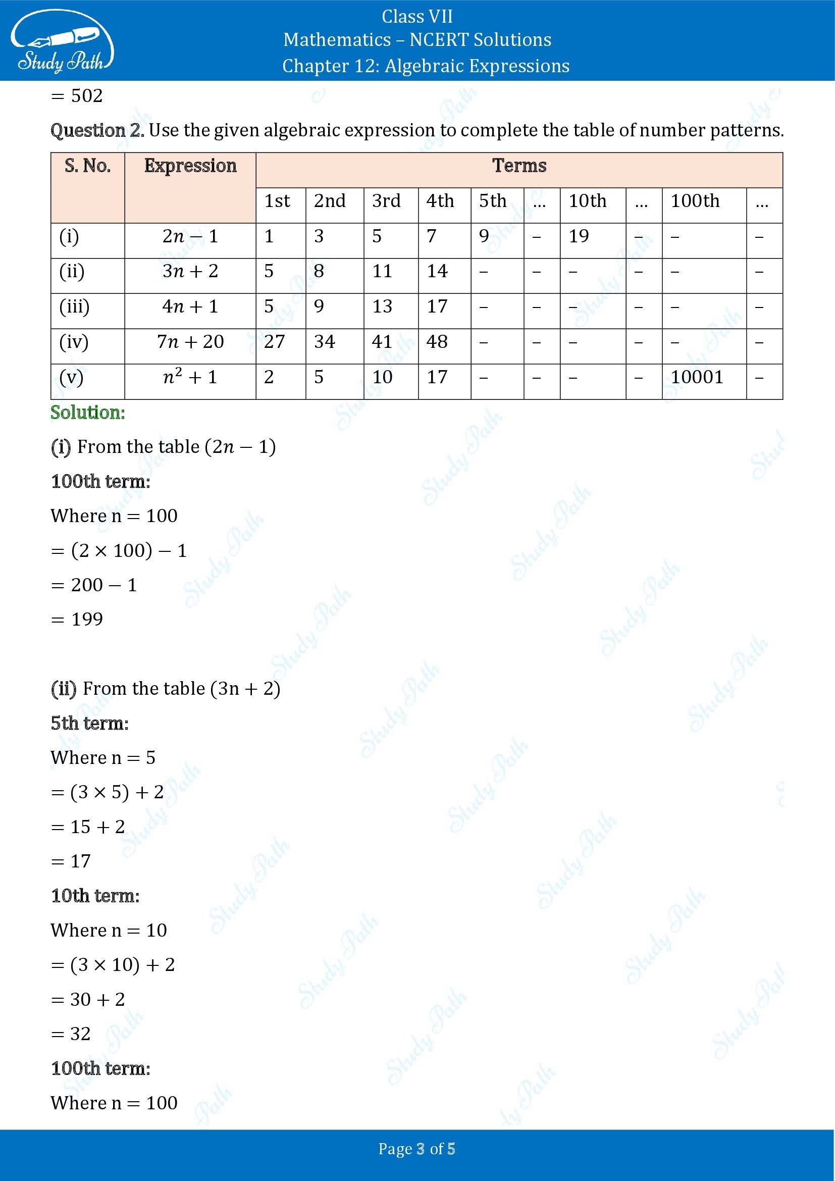 NCERT Solutions for Class 7 Maths Chapter 12 Algebraic Expressions Exercise 12.4 00003
