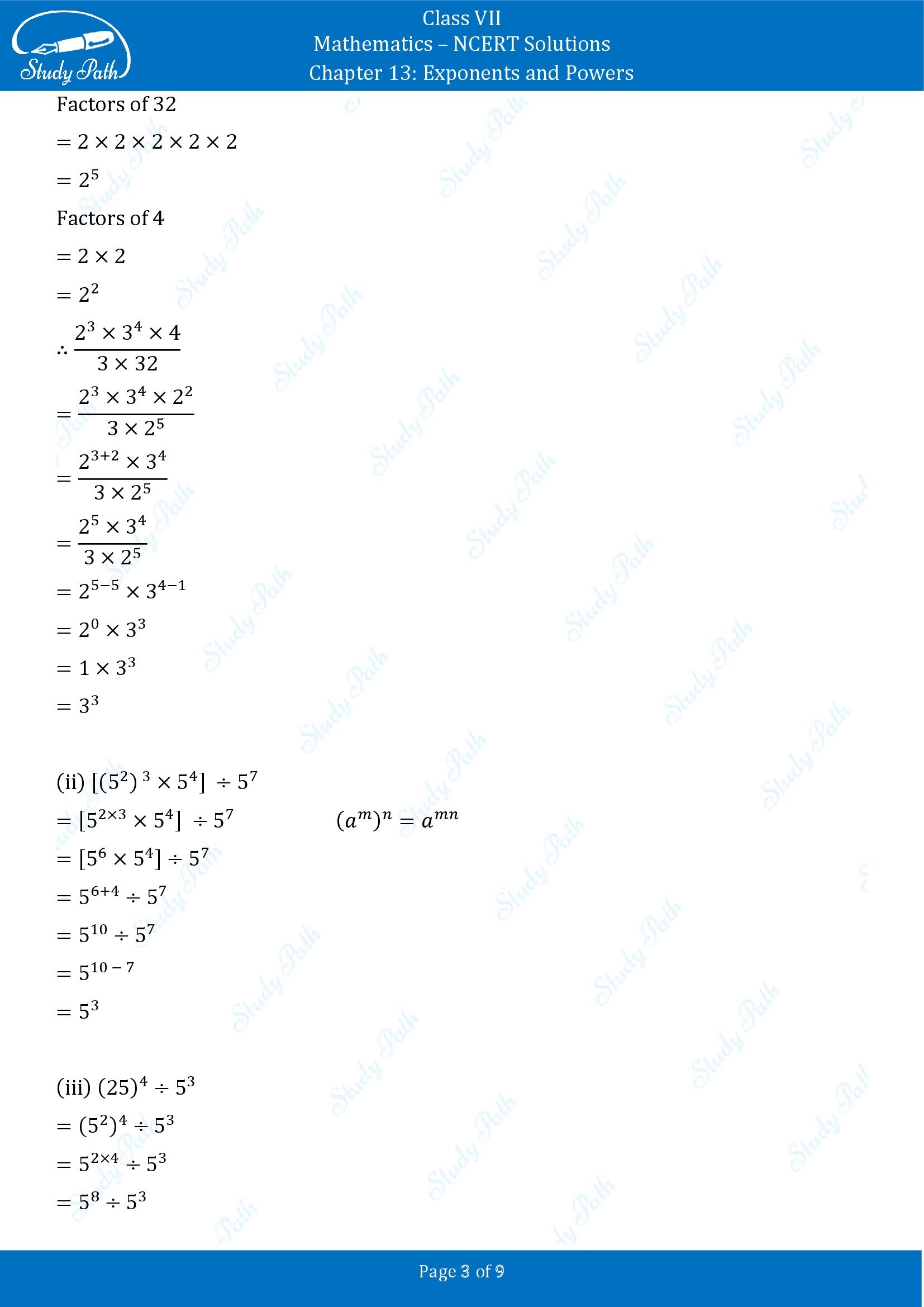 NCERT Solutions for Class 7 Maths Chapter 13 Exponents and Powers Exercise 13.2 00003