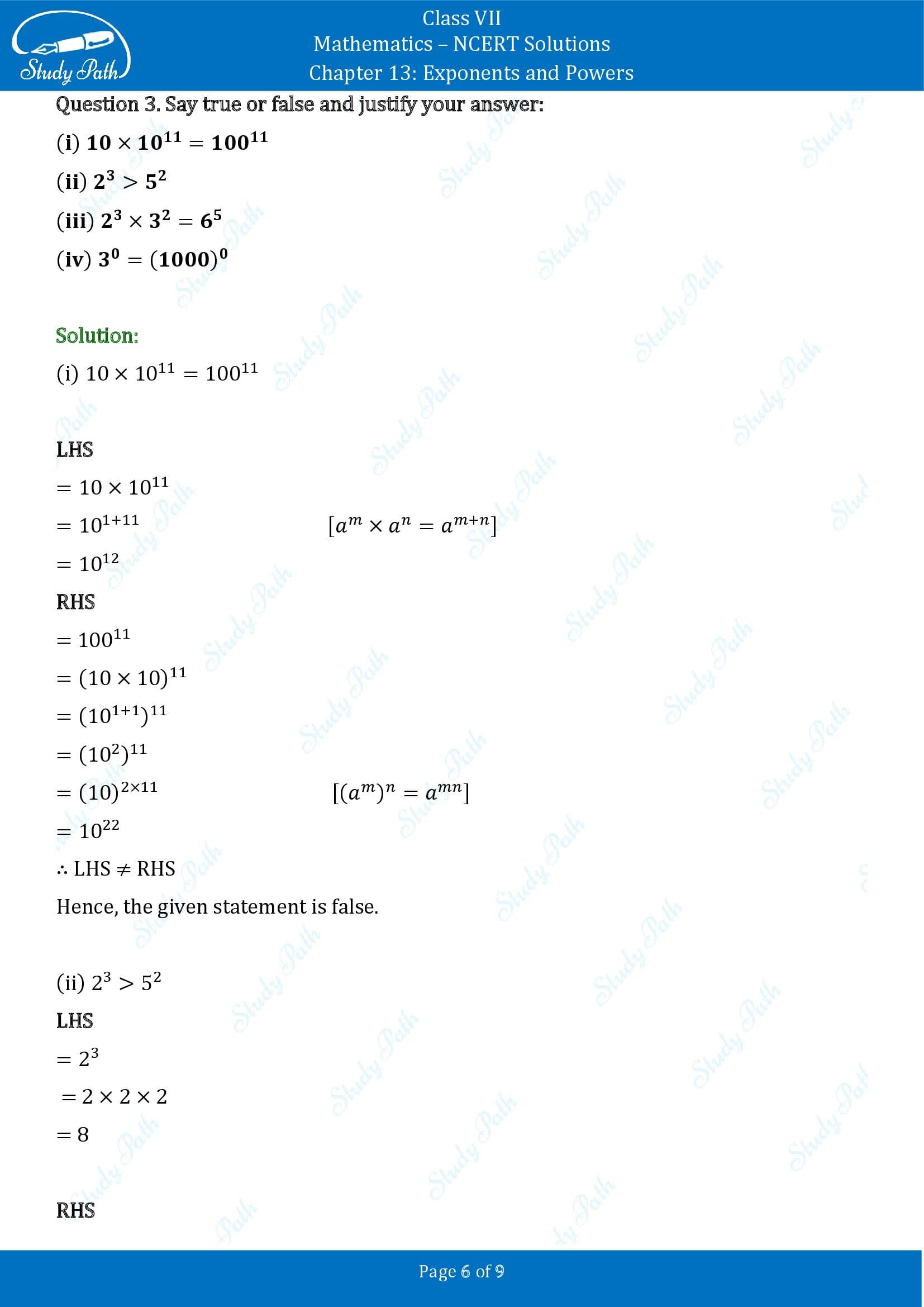 NCERT Solutions for Class 7 Maths Chapter 13 Exponents and Powers Exercise 13.2 00006