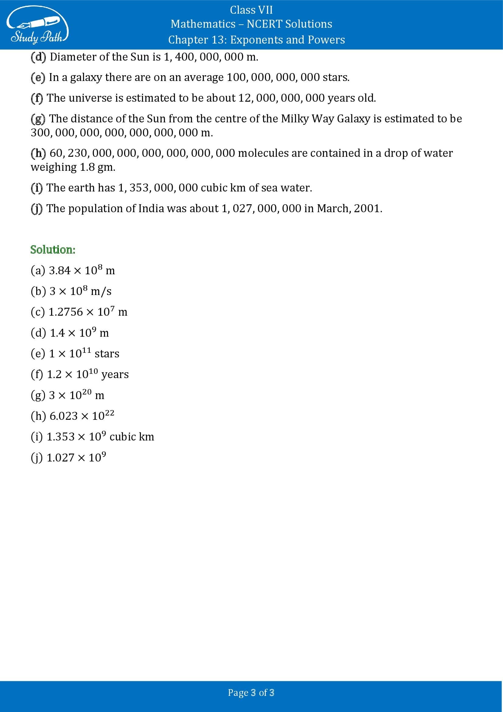 NCERT Solutions for Class 7 Maths Chapter 13 Exponents and Powers Exercise 13.3 00003