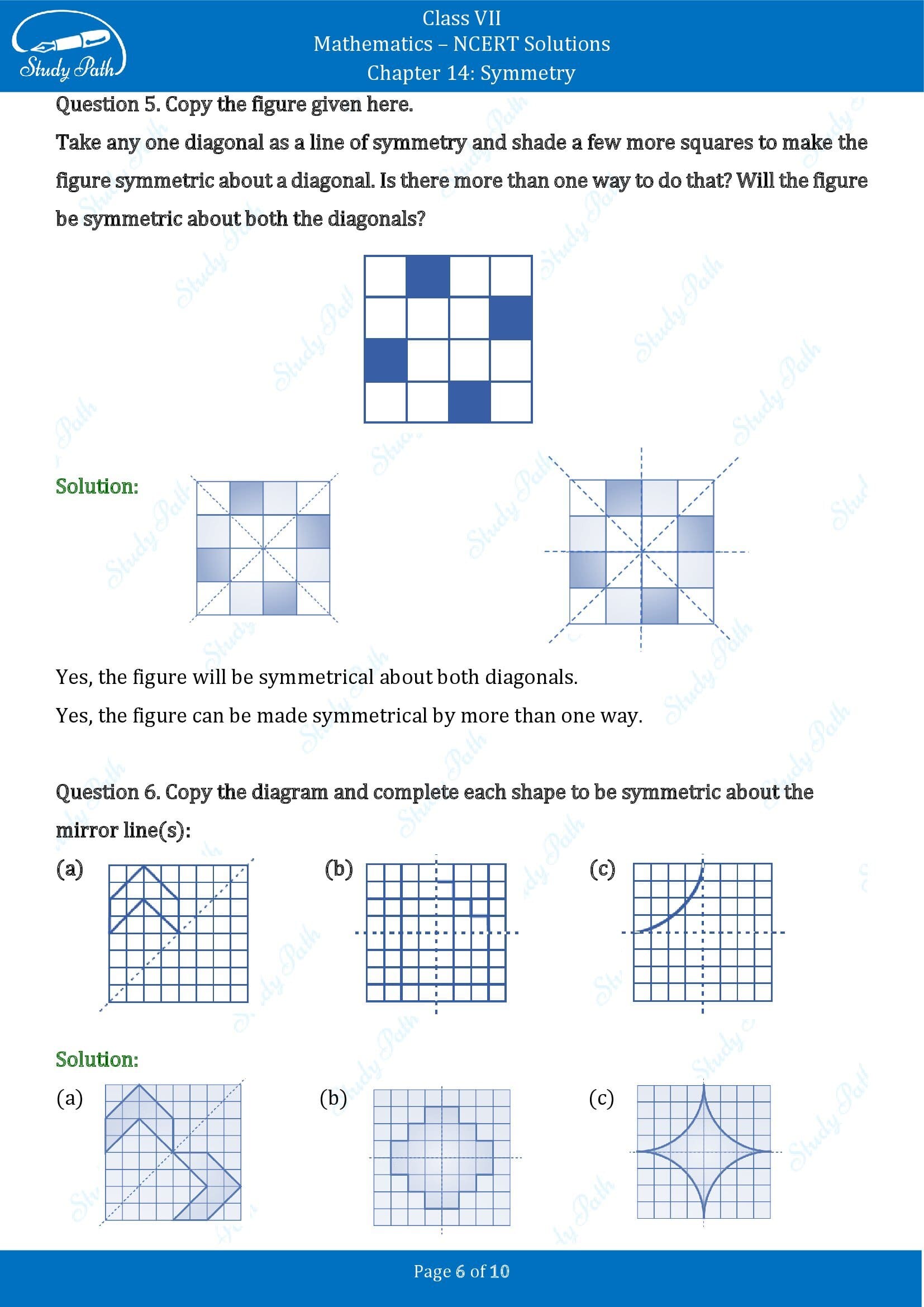 NCERT Solutions for Class 7 Maths Chapter 14 Symmetry Exercise 14.1 00006