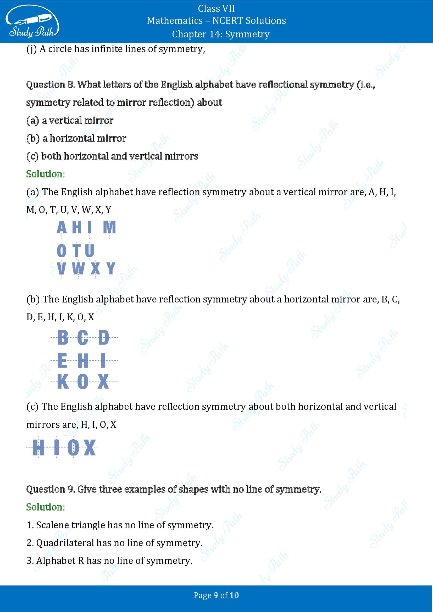 NCERT Solutions for Class 7 Maths Chapter 14 Symmetry Exercise 14.1 00009