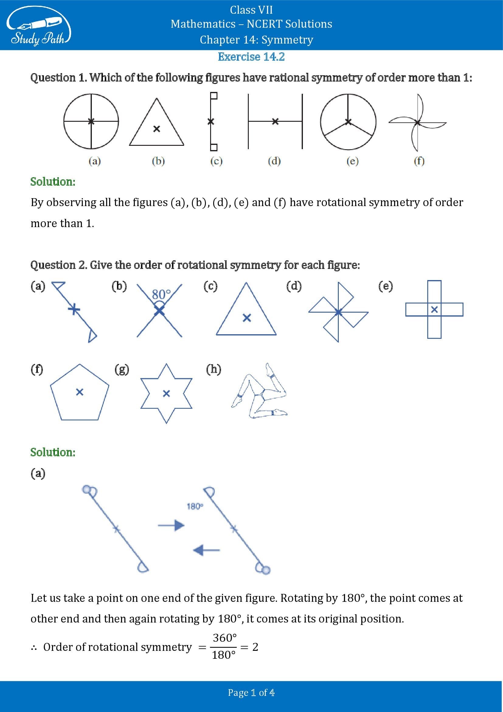 NCERT Solutions for Class 7 Maths Chapter 14 Symmetry Exercise 14.2 00001