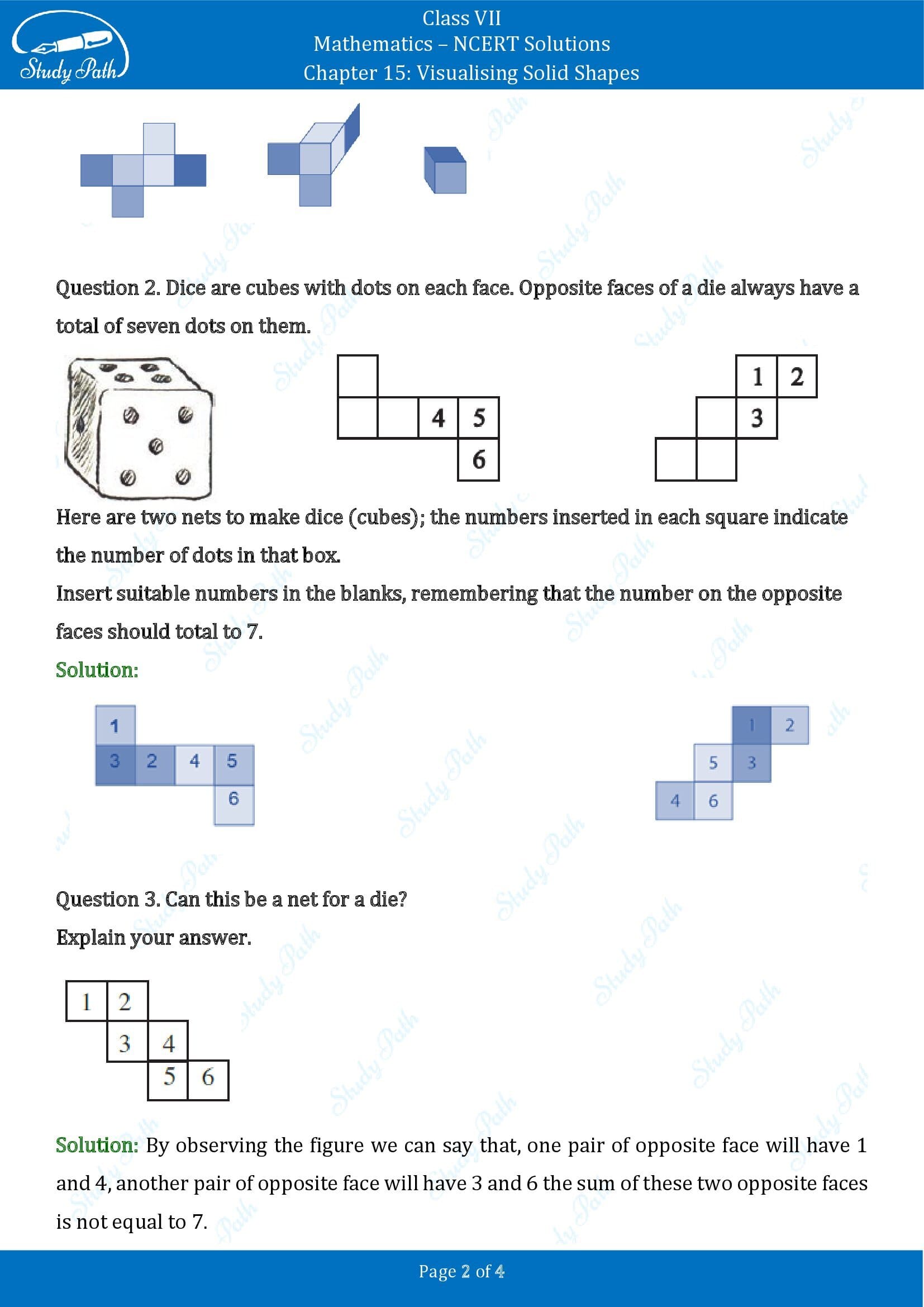 NCERT Solutions for Class 7 Maths Chapter 15 Visualising Solid Shapes Exericse 15.1 00002
