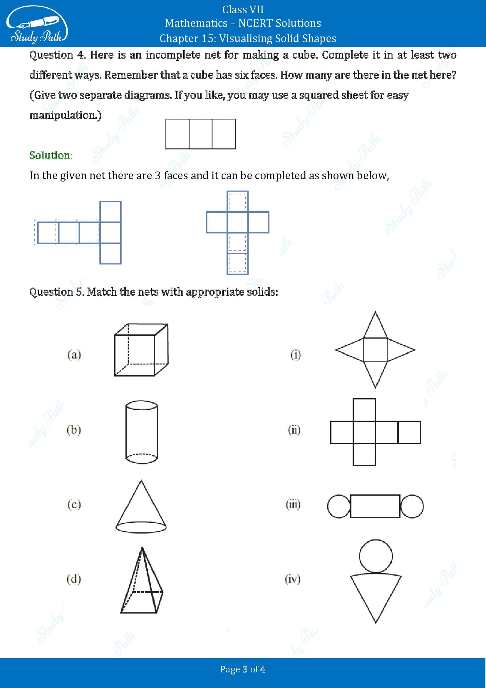 NCERT Solutions for Class 7 Maths Chapter 15 Visualising Solid Shapes Exericse 15.1 00003