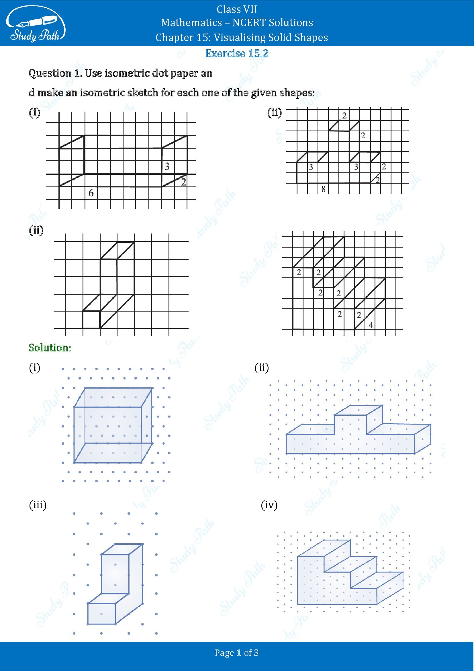 NCERT Solutions for Class 7 Maths Chapter 15 Visualising Solid Shapes Exericse 15.2 00001