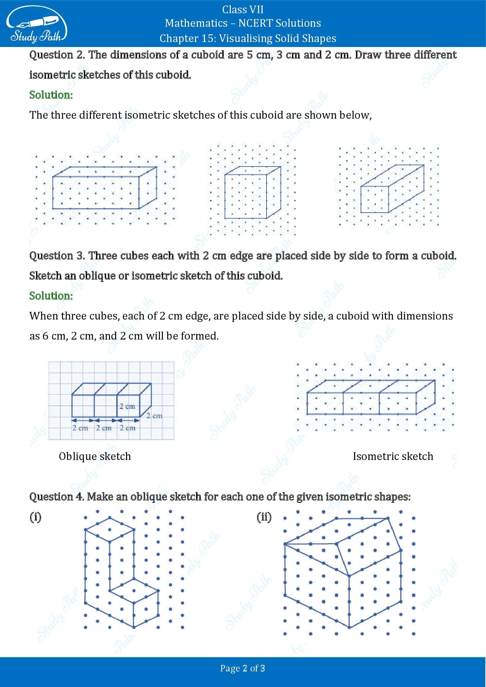 NCERT Solutions for Class 7 Maths Chapter 15 Visualising Solid Shapes Exericse 15.2 00002