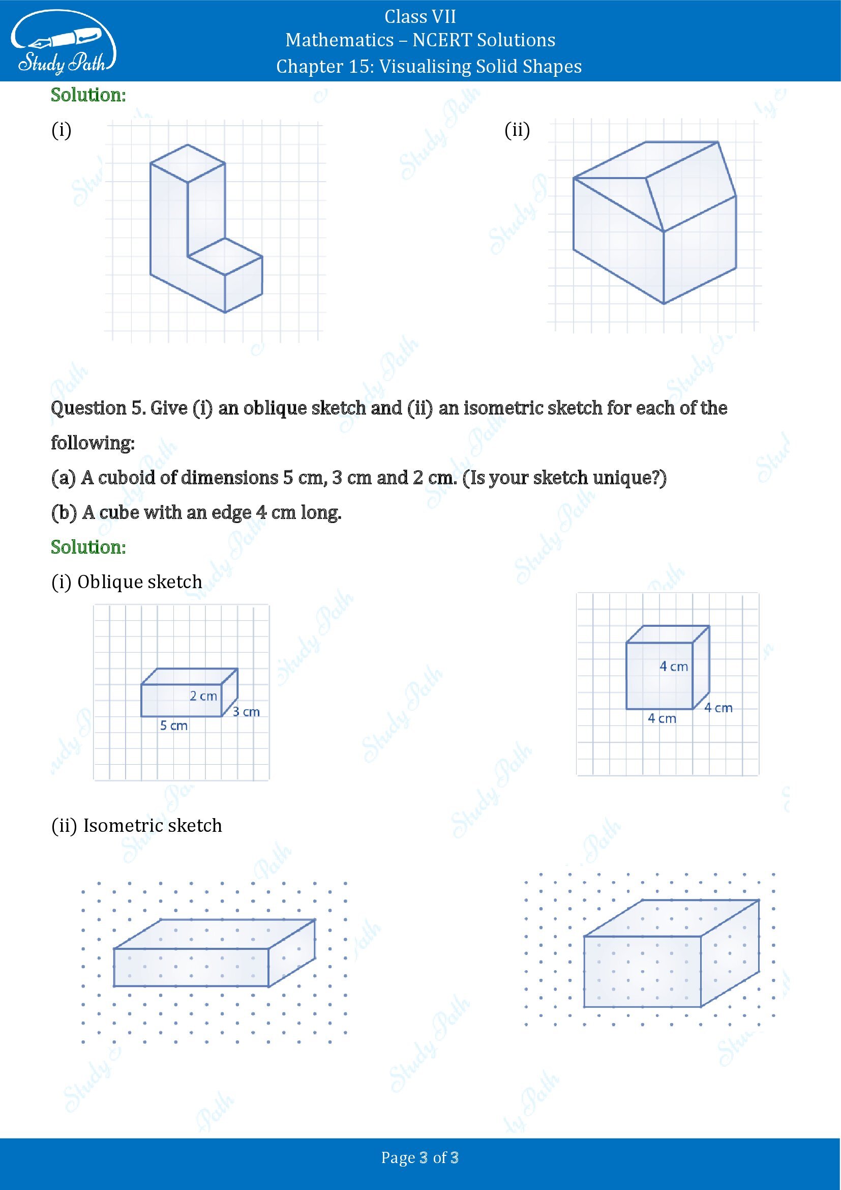 NCERT Solutions for Class 7 Maths Chapter 15 Visualising Solid Shapes Exericse 15.2 00003