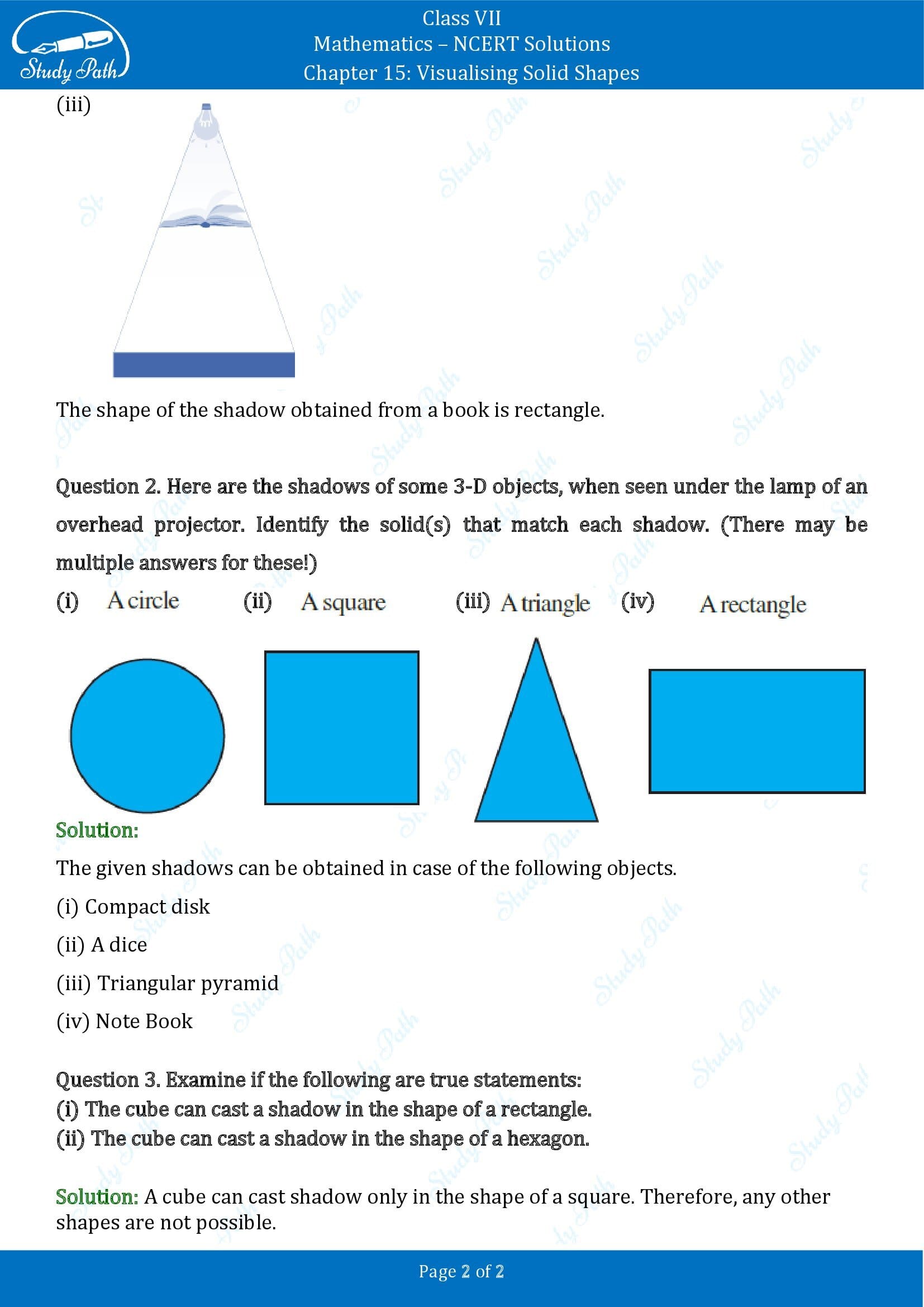 NCERT Solutions for Class 7 Maths Chapter 15 Visualising Solid Shapes Exericse 15.4 00002