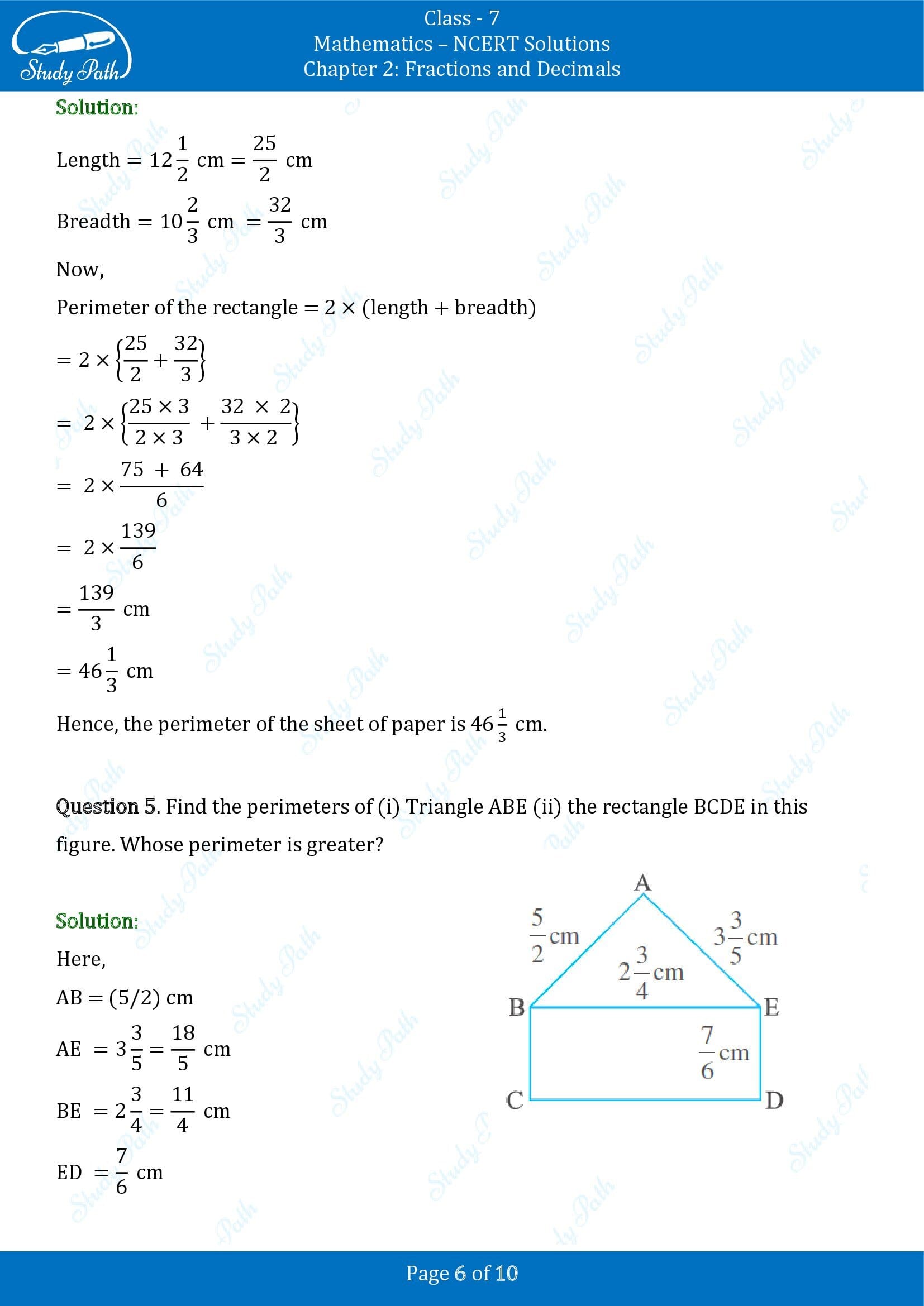 NCERT Solutions for Class 7 Maths Chapter 2 Fractions and Decimals Exercise 2.1 00006