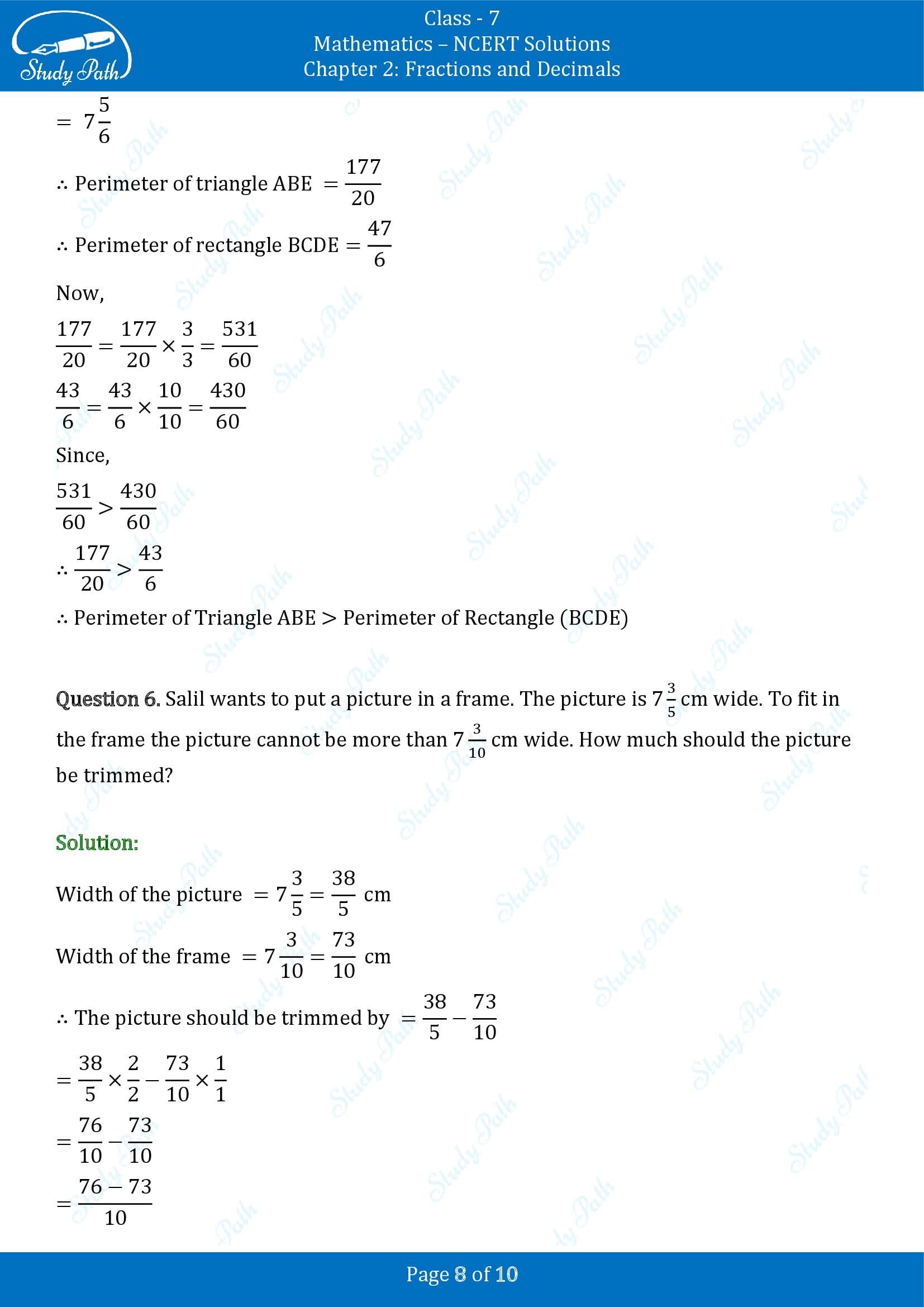 NCERT Solutions for Class 7 Maths Chapter 2 Fractions and Decimals Exercise 2.1 00008