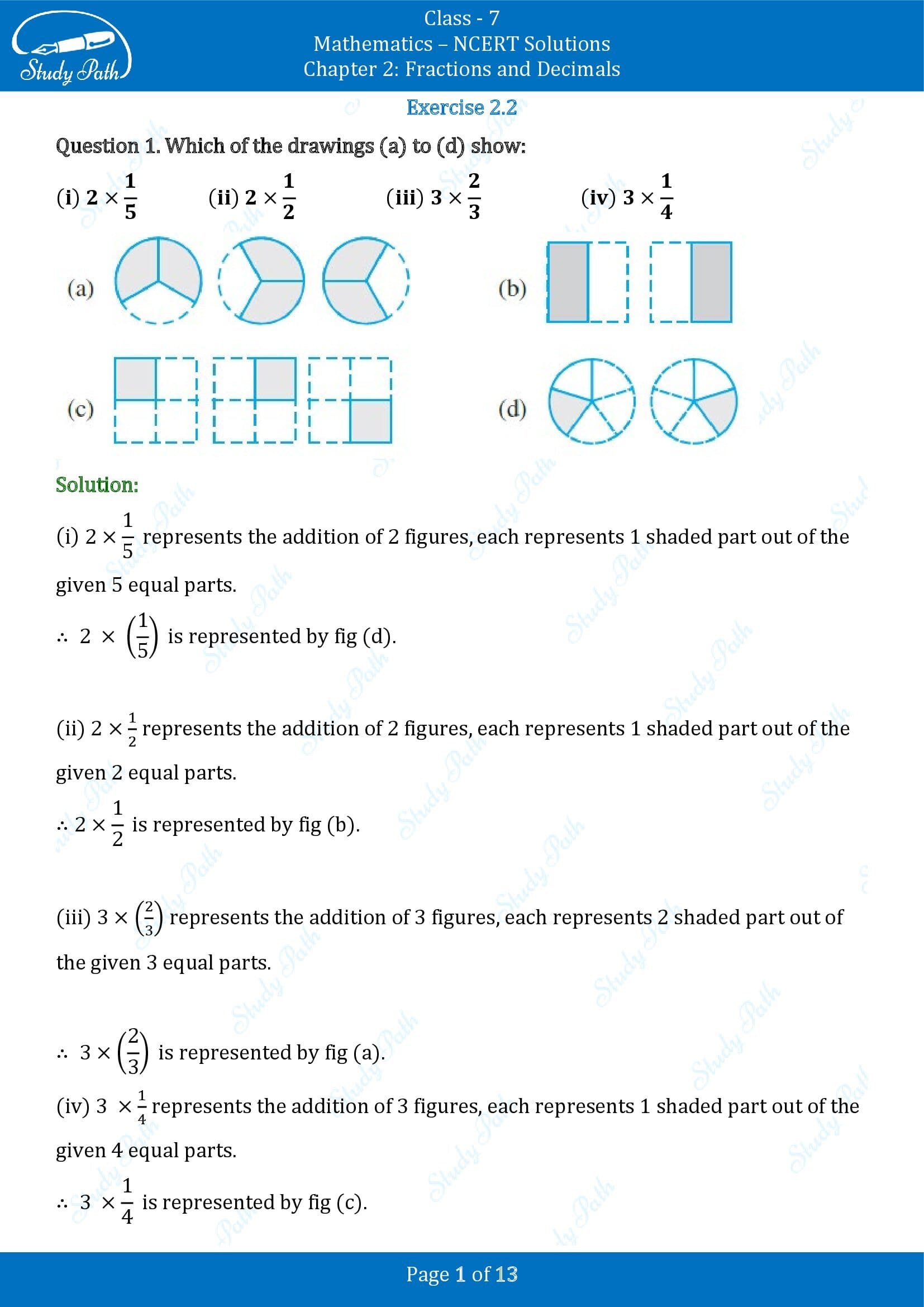 NCERT Solutions for Class 7 Maths Chapter 2 Fractions and Decimals Exercise 2.2 00001