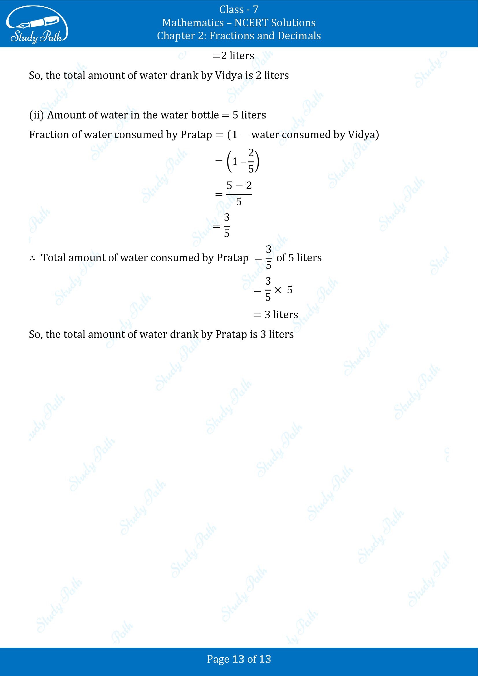 NCERT Solutions for Class 7 Maths Chapter 2 Fractions and Decimals Exercise 2.2 00013