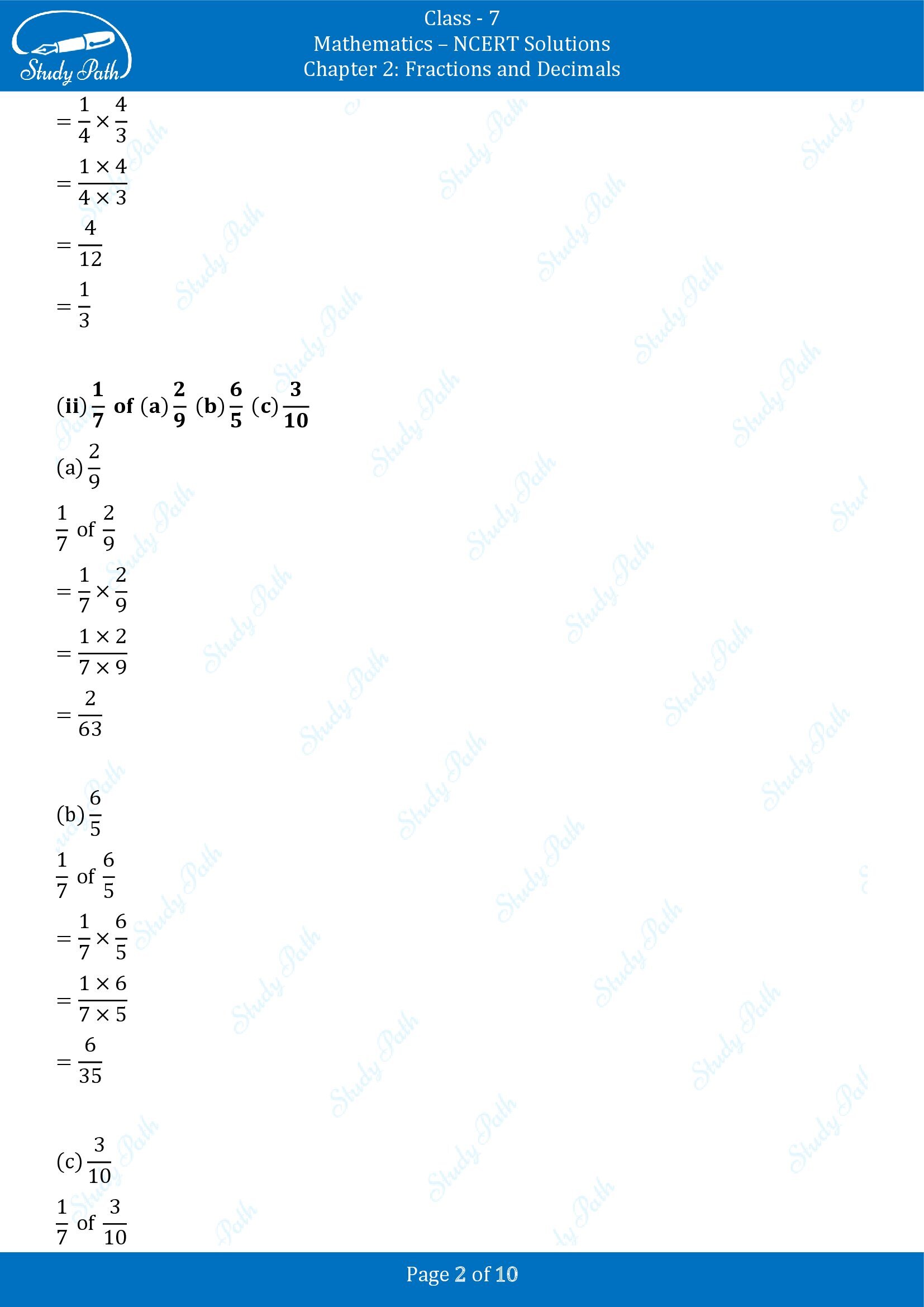 NCERT Solutions for Class 7 Maths Chapter 2 Fractions and Decimals Exercise 2.3 00002