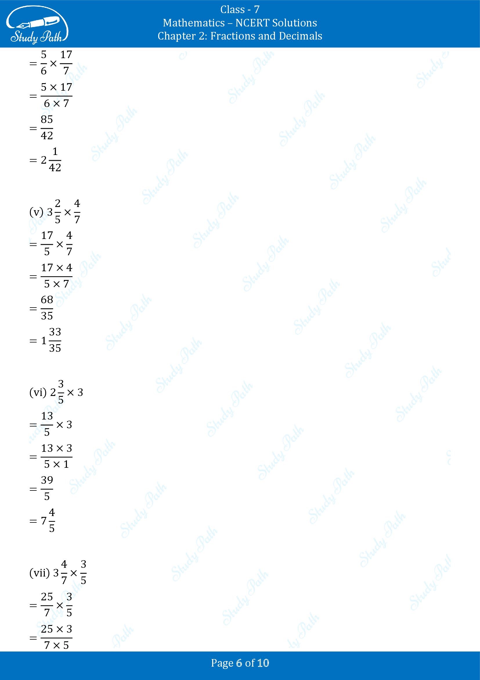 NCERT Solutions for Class 7 Maths Chapter 2 Fractions and Decimals Exercise 2.3 00006