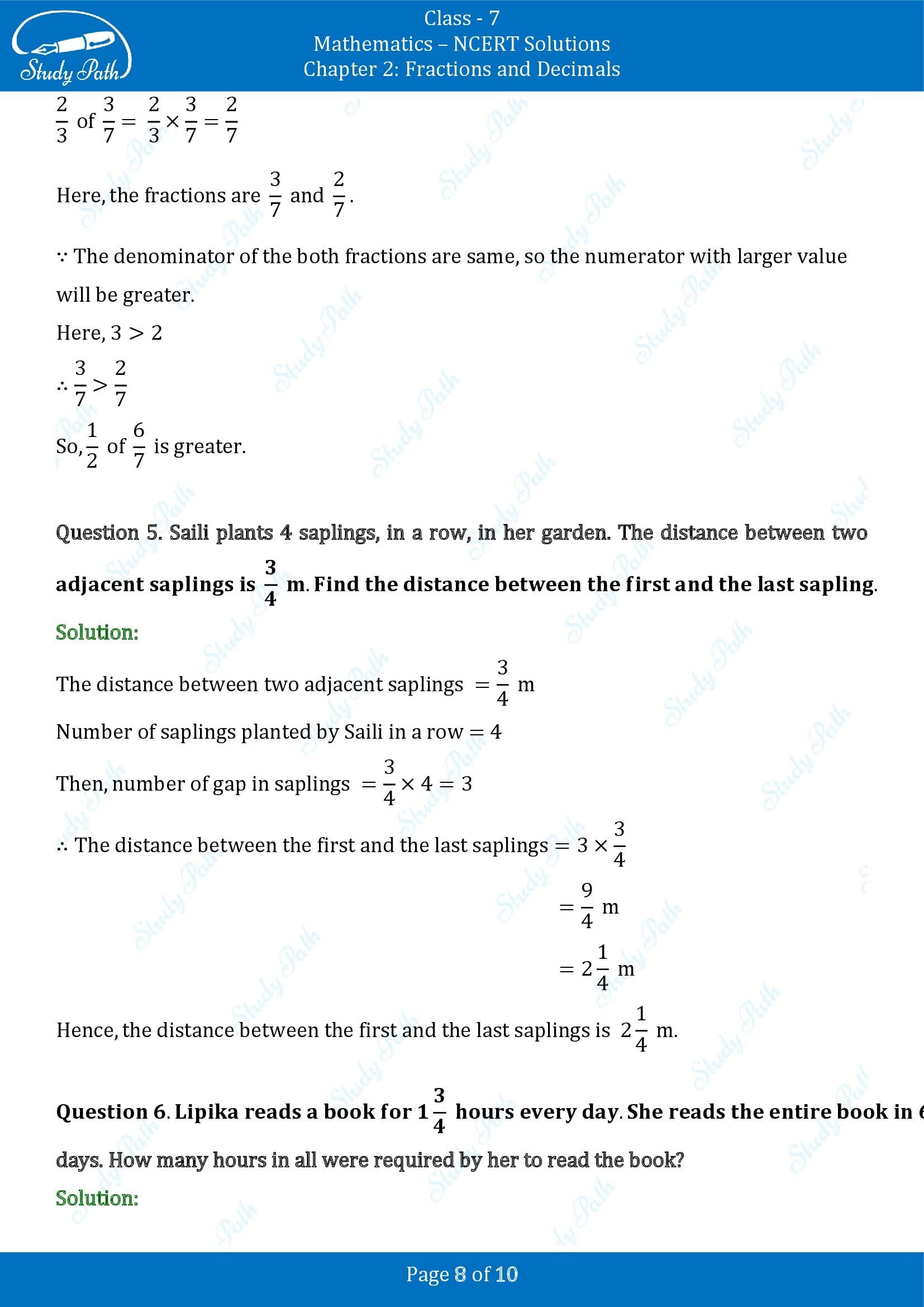 NCERT Solutions for Class 7 Maths Chapter 2 Fractions and Decimals Exercise 2.3 00008