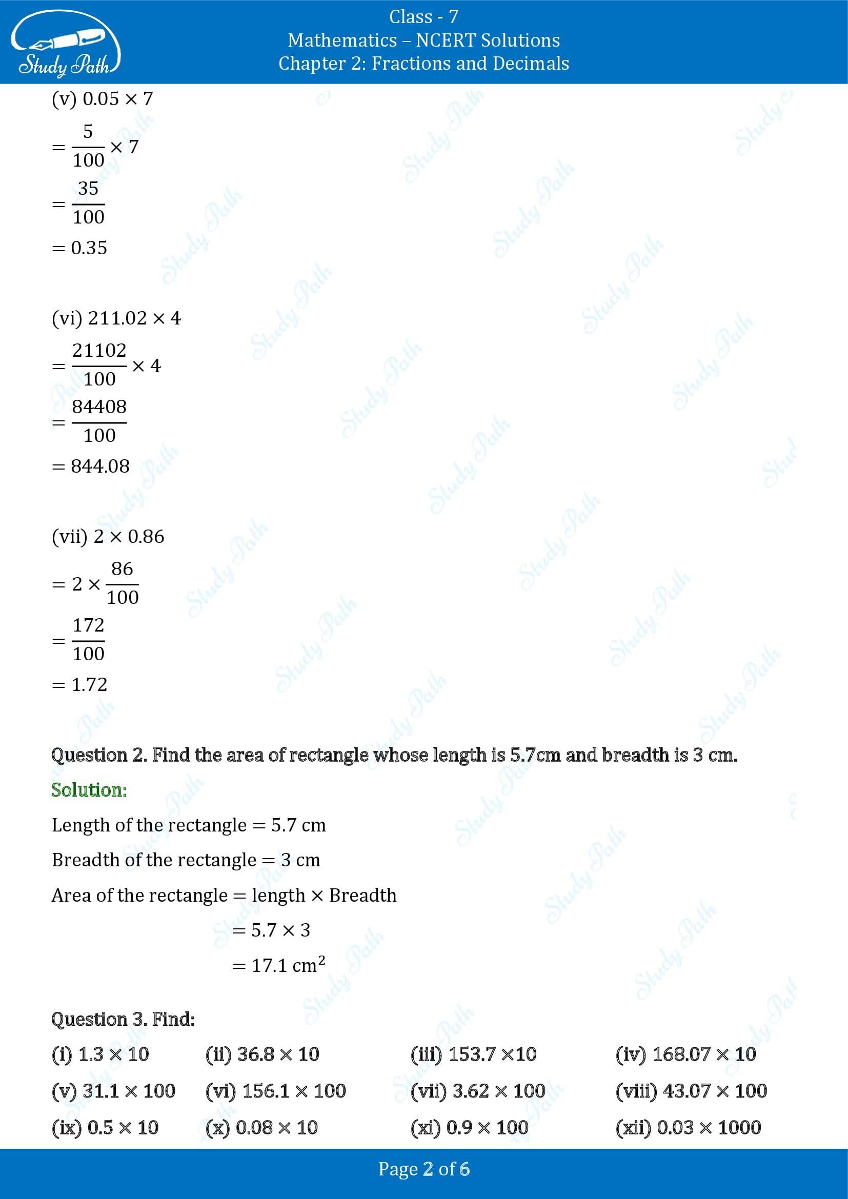NCERT Solutions for Class 7 Maths Chapter 2 Fractions and Decimals Exercise 2.6 00002