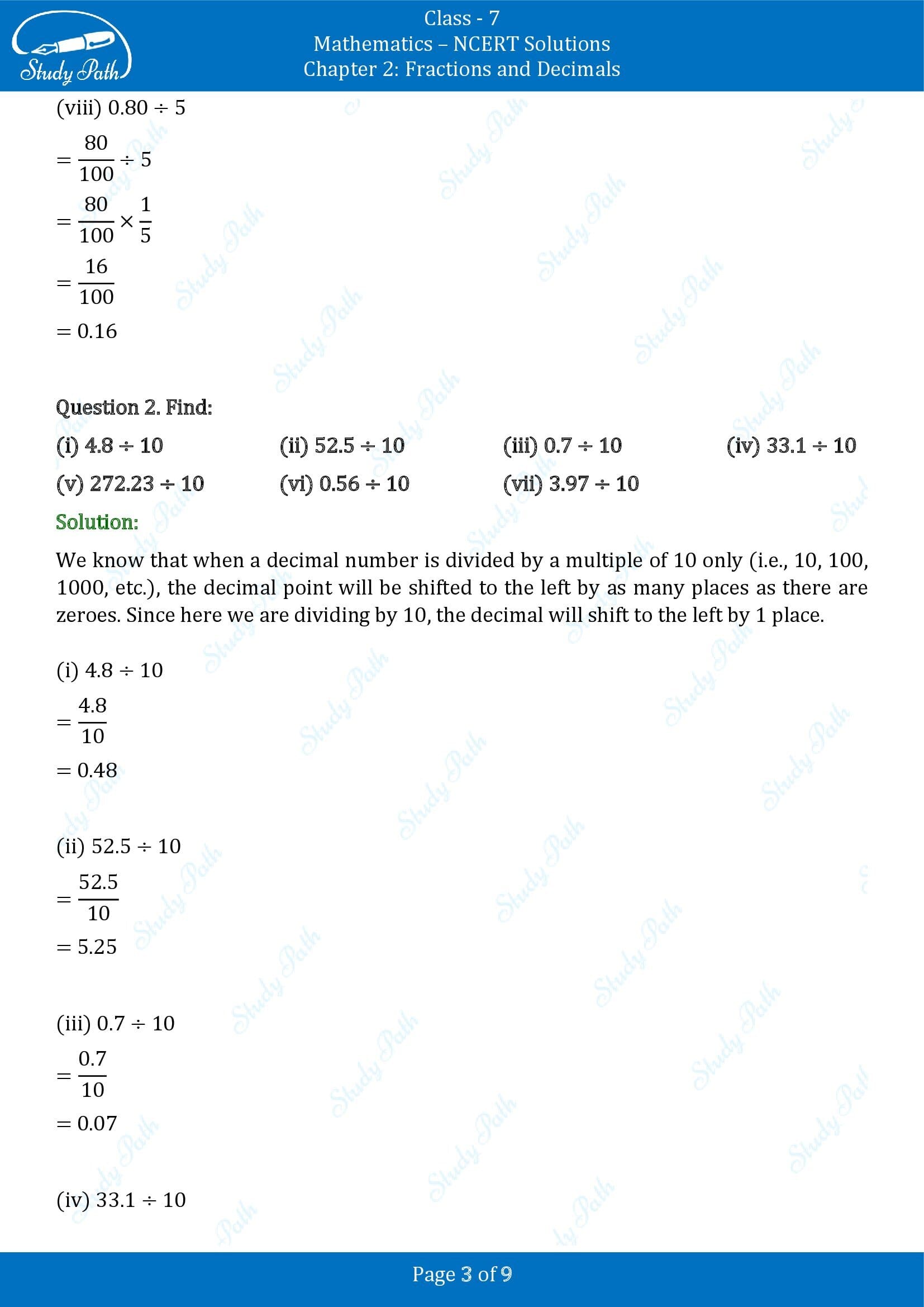NCERT Solutions for Class 7 Maths Chapter 2 Fractions and Decimals Exercise 2.7 00003
