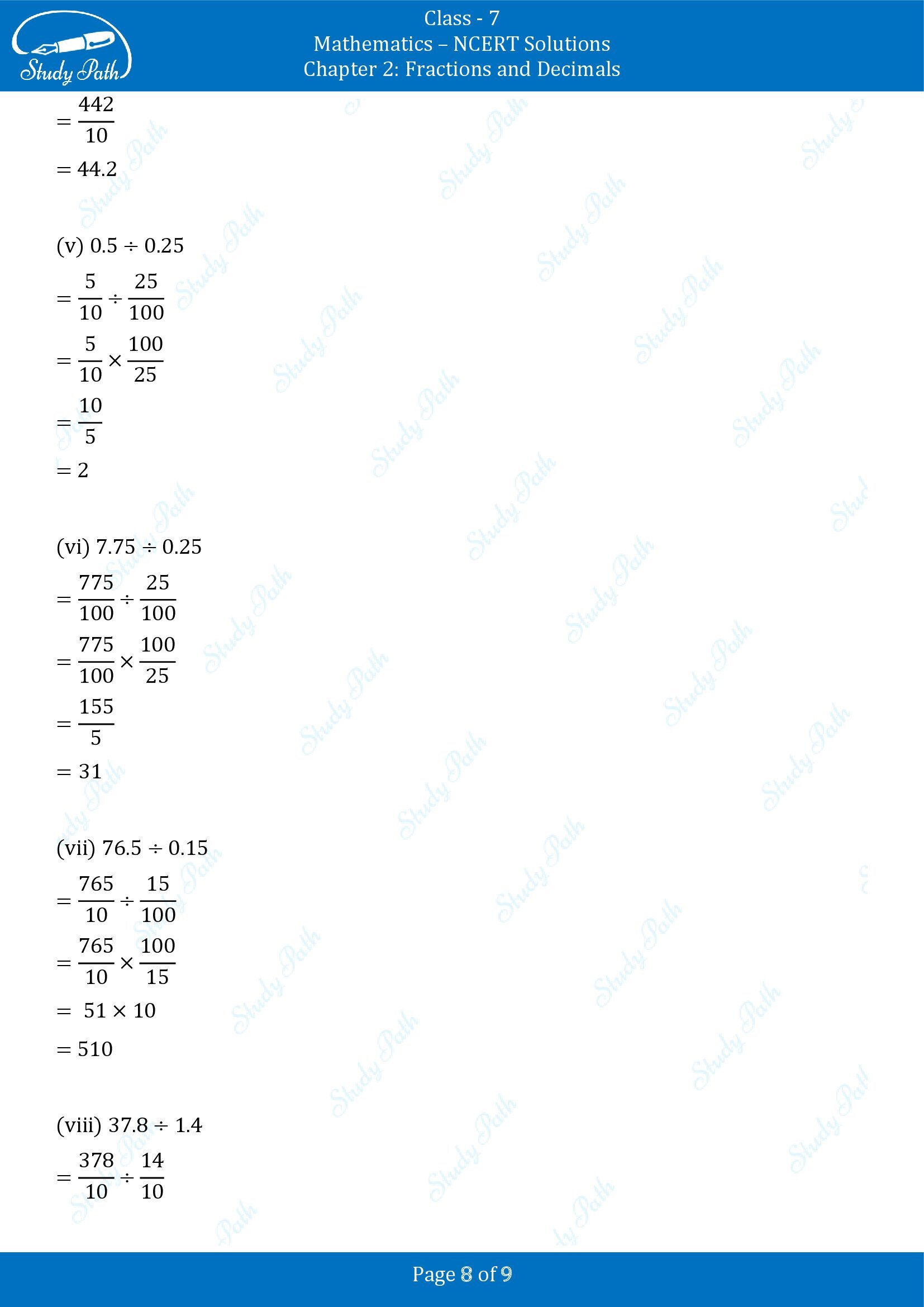 NCERT Solutions for Class 7 Maths Chapter 2 Fractions and Decimals Exercise 2.7 00008
