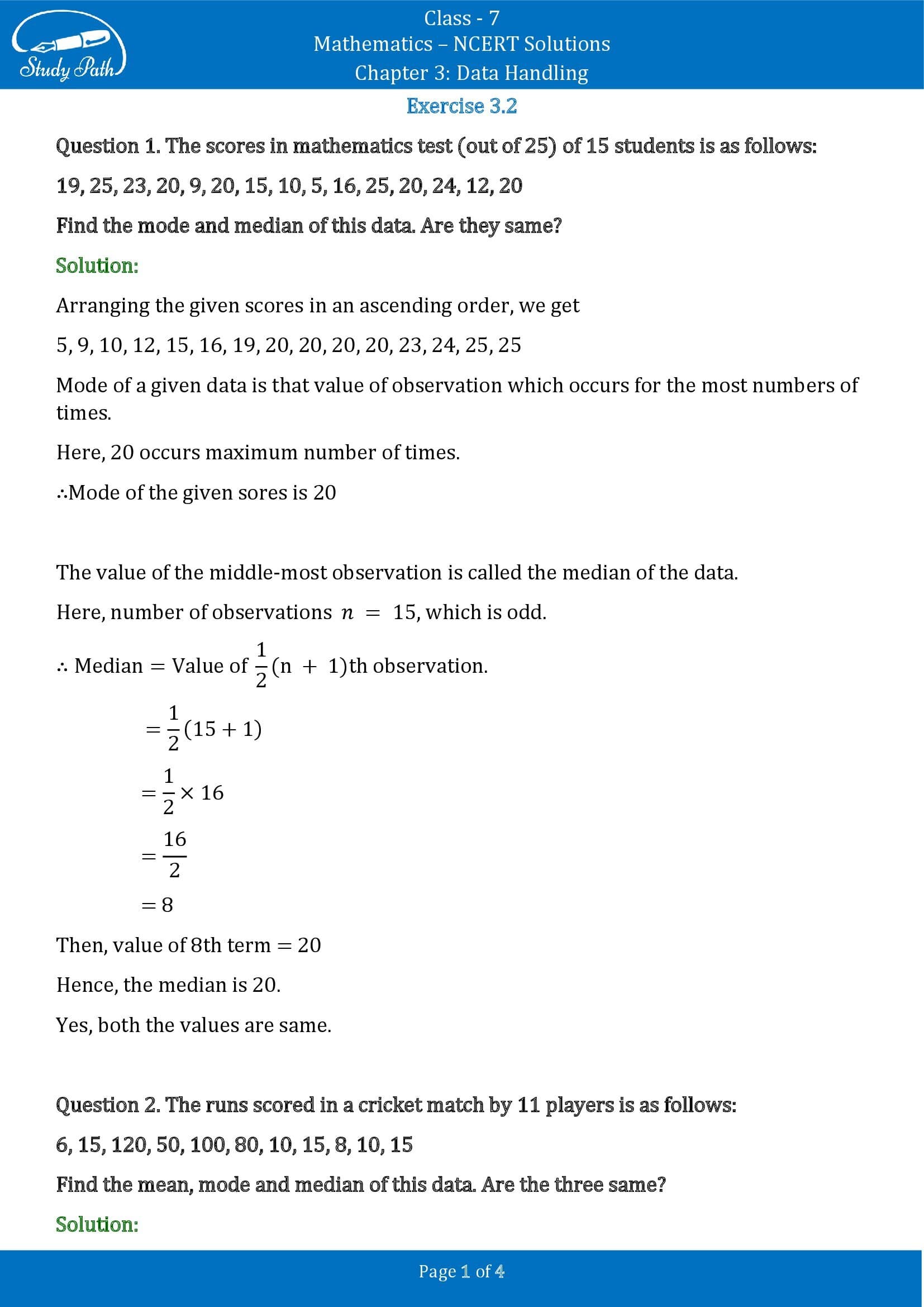 NCERT Solutions for Class 7 Maths Chapter 3 Data Handling Exercise 3.2 00001