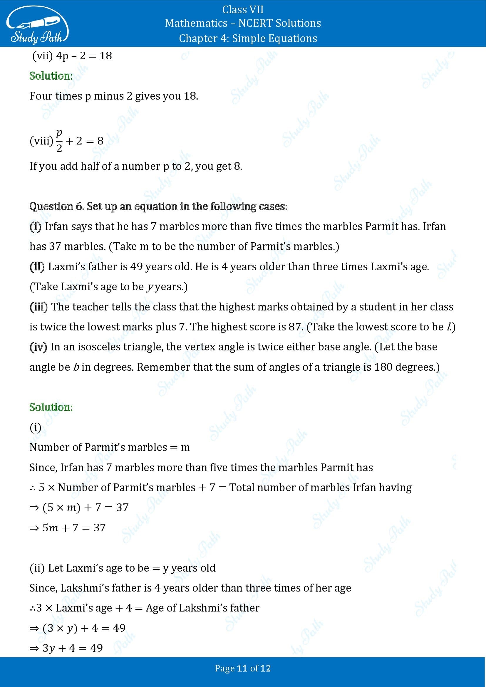 NCERT Solutions for Class 7 Maths Chapter 4 Simple Equations Exercise 4.1 00011