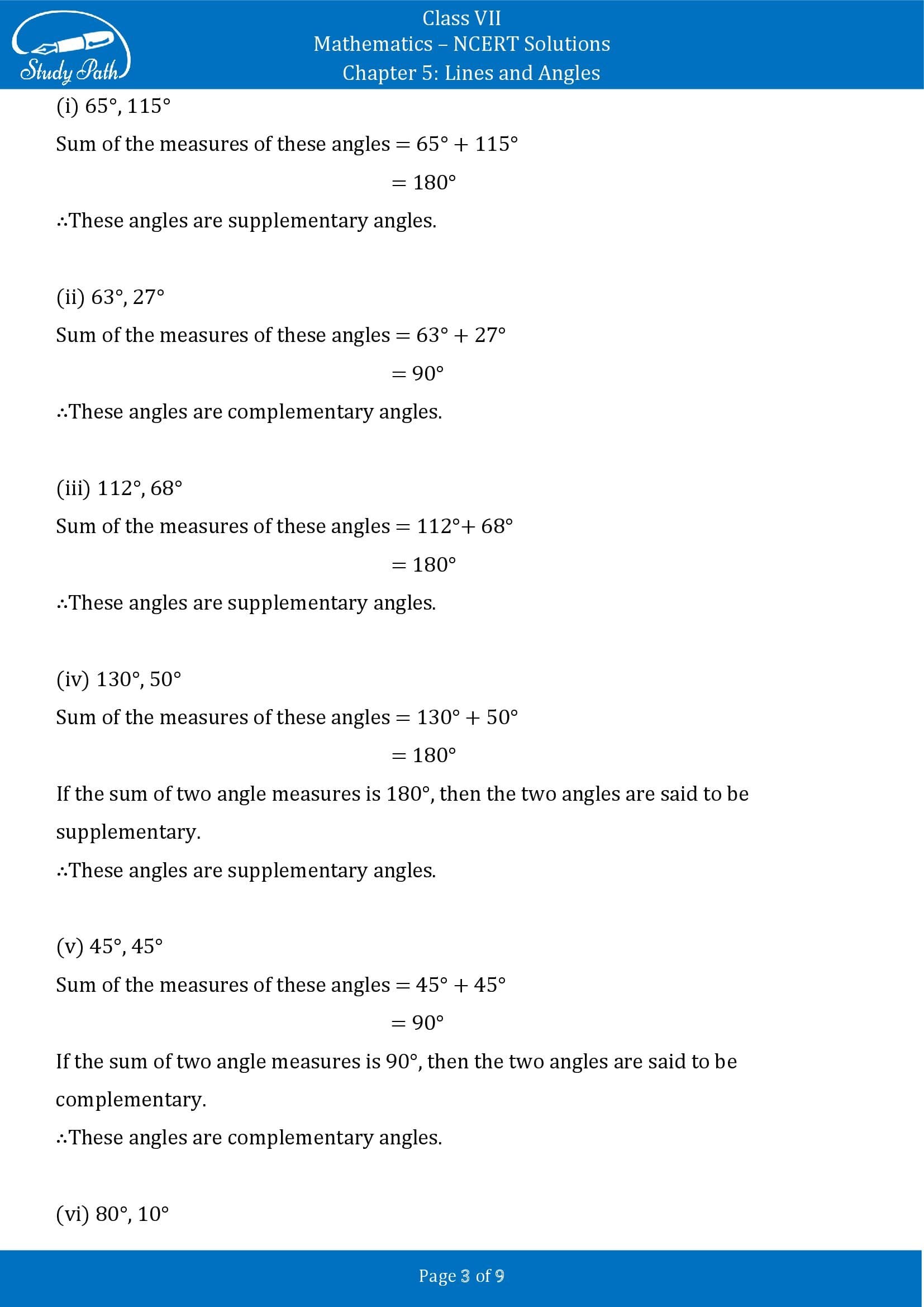 NCERT Solutions for Class 7 Maths Chapter 5 Lines and Angles Exercise 5.1 00003