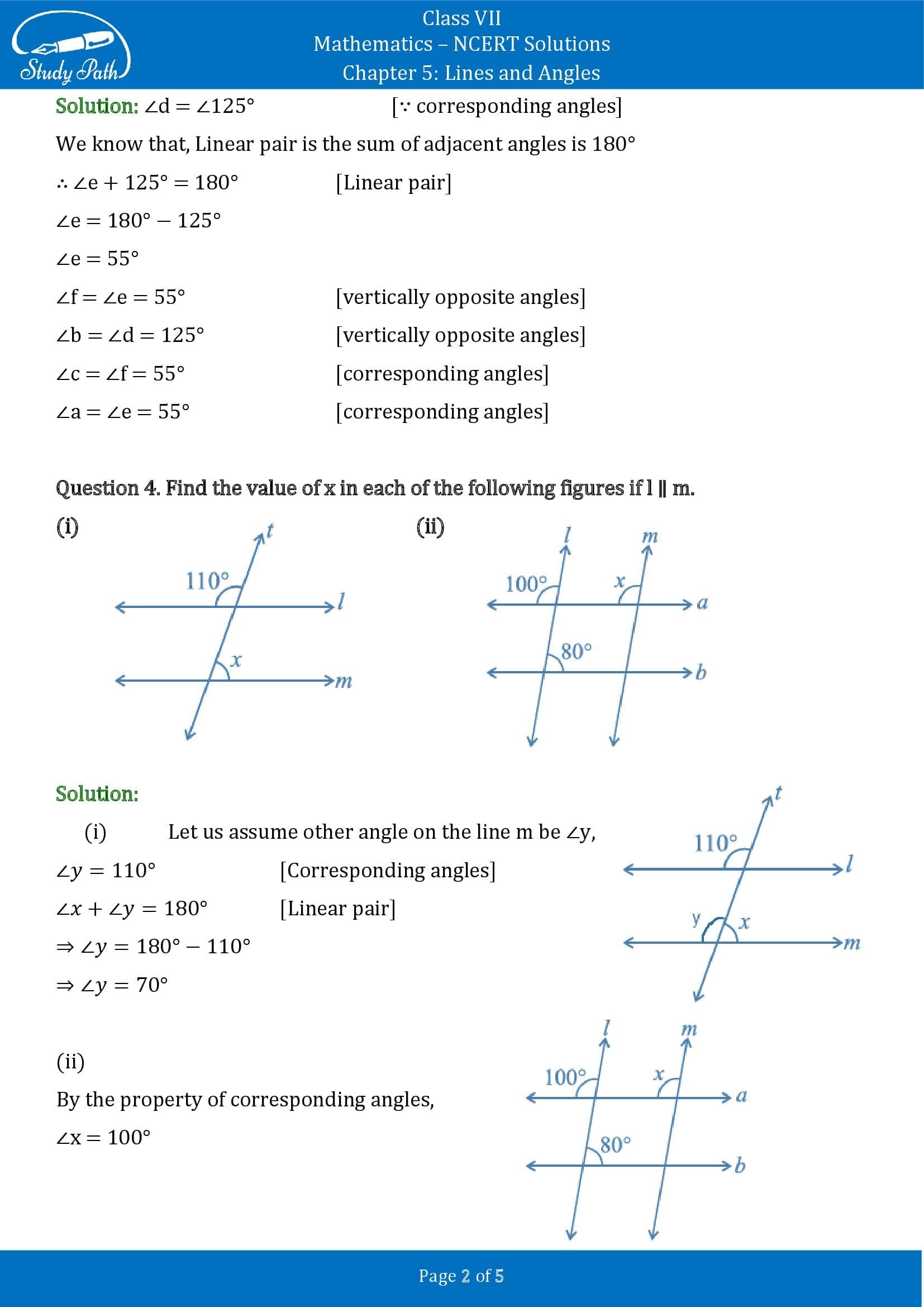 NCERT Solutions for Class 7 Maths Chapter 5 Lines and Angles Exercise 5.2 00002