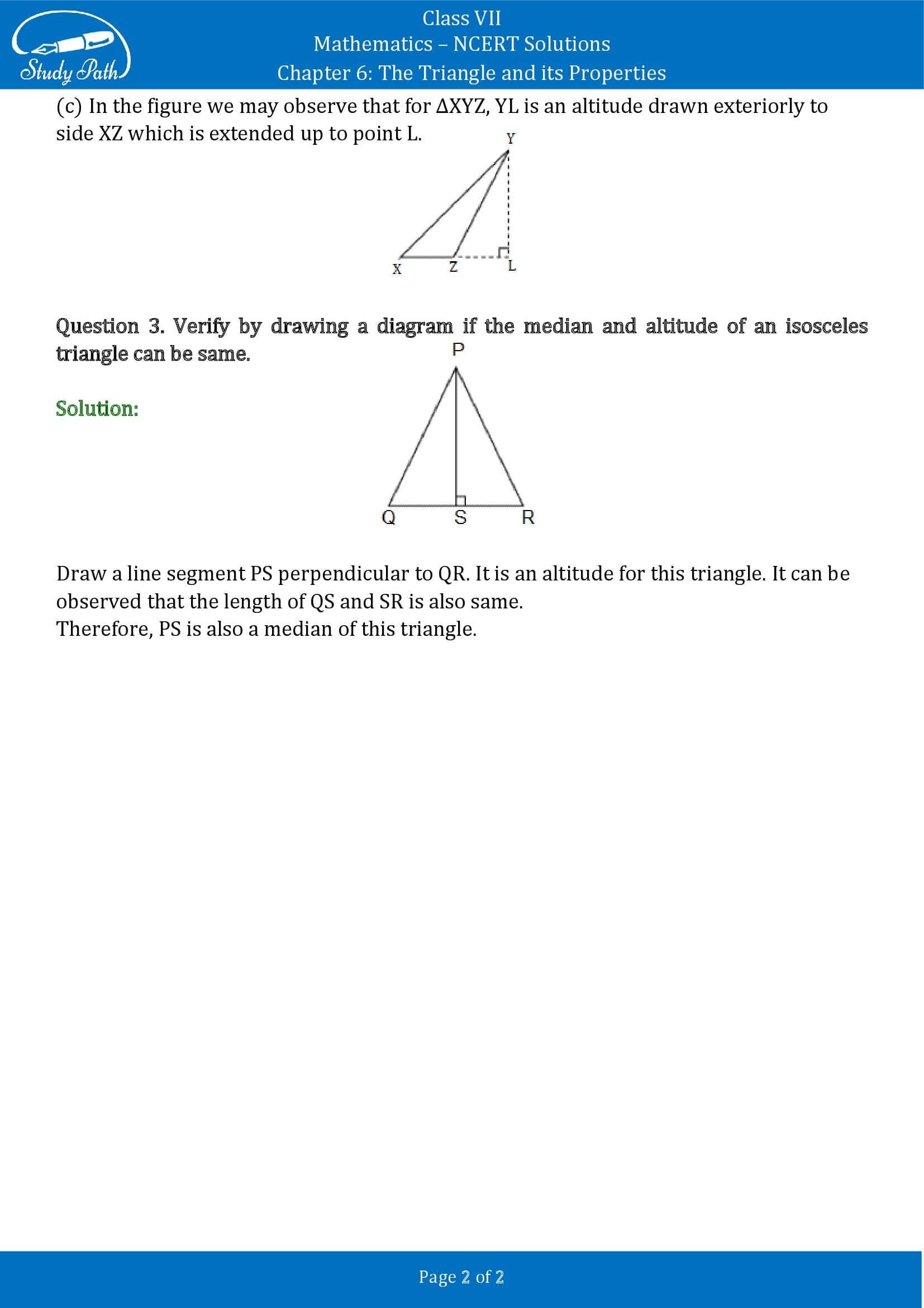NCERT Solutions for Class 7 Maths Chapter 6 The Triangle and its Properties Exercise 6.1 00002
