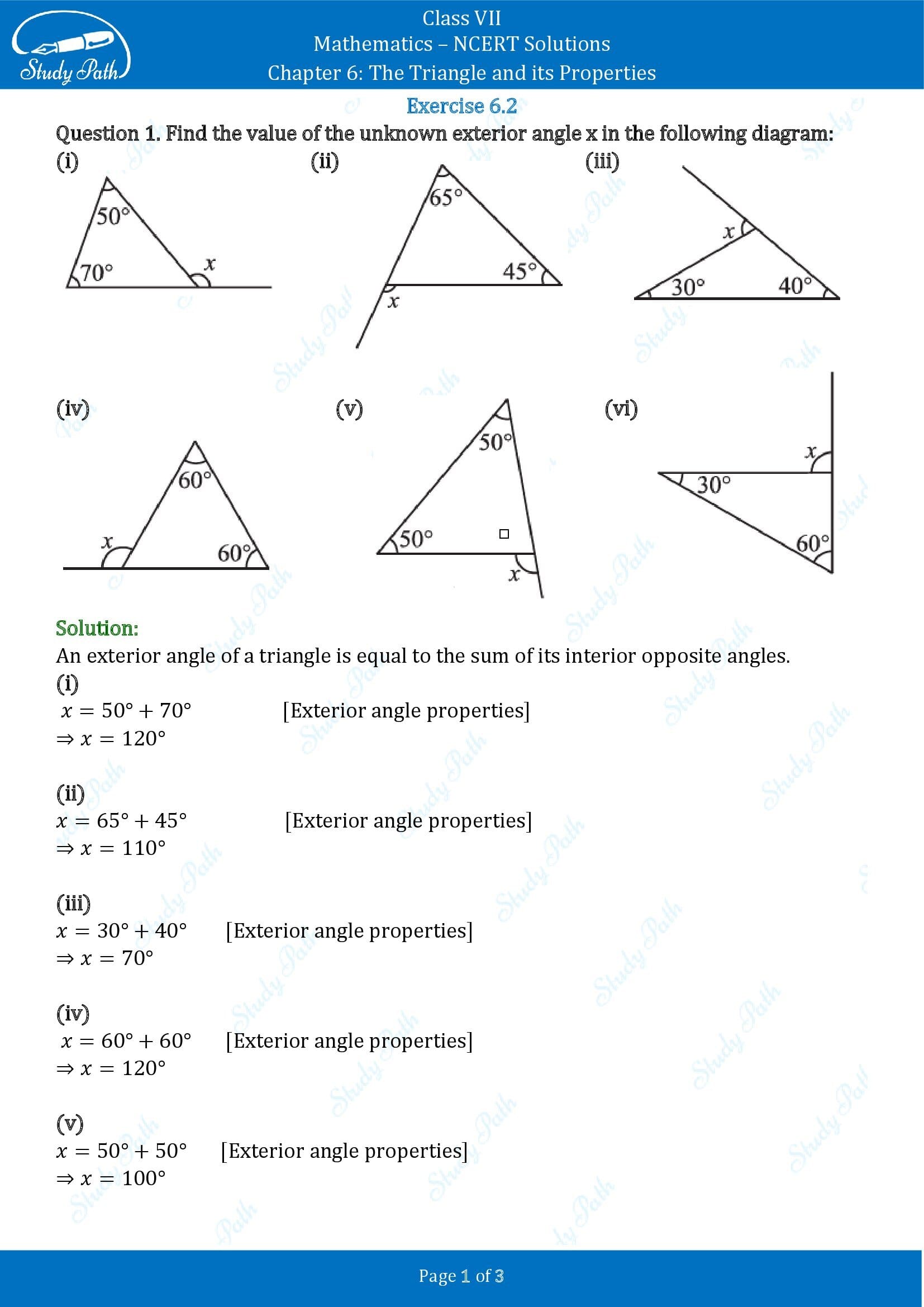 NCERT Solutions for Class 7 Maths Chapter 6 The Triangle and its Properties Exercise 6.2 00001