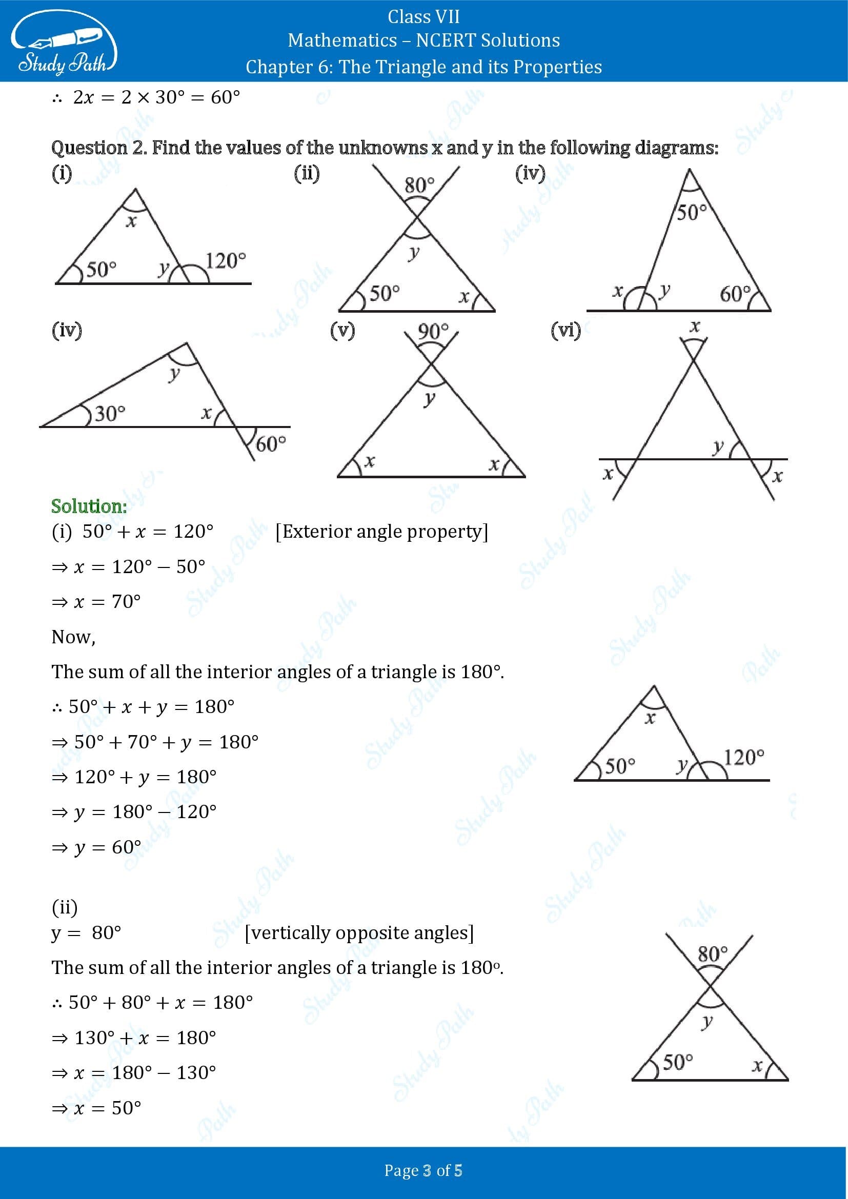 NCERT Solutions for Class 7 Maths Chapter 6 The Triangle and its Properties Exercise 6.3 00003