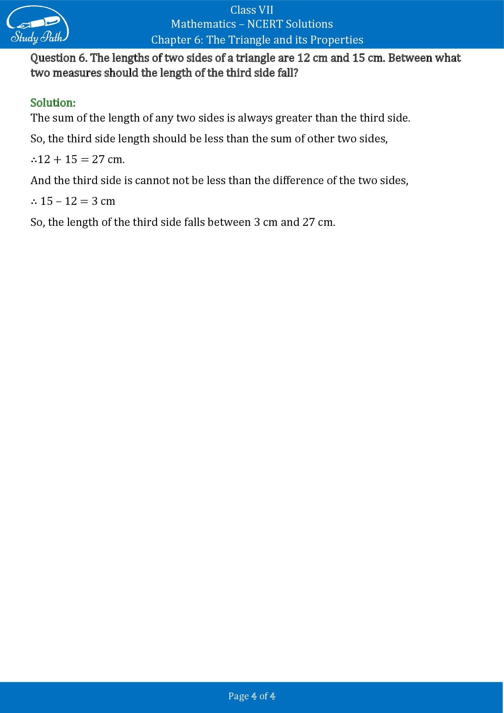 NCERT Solutions for Class 7 Maths Chapter 6 The Triangle and its Properties Exercise 6.4 00004