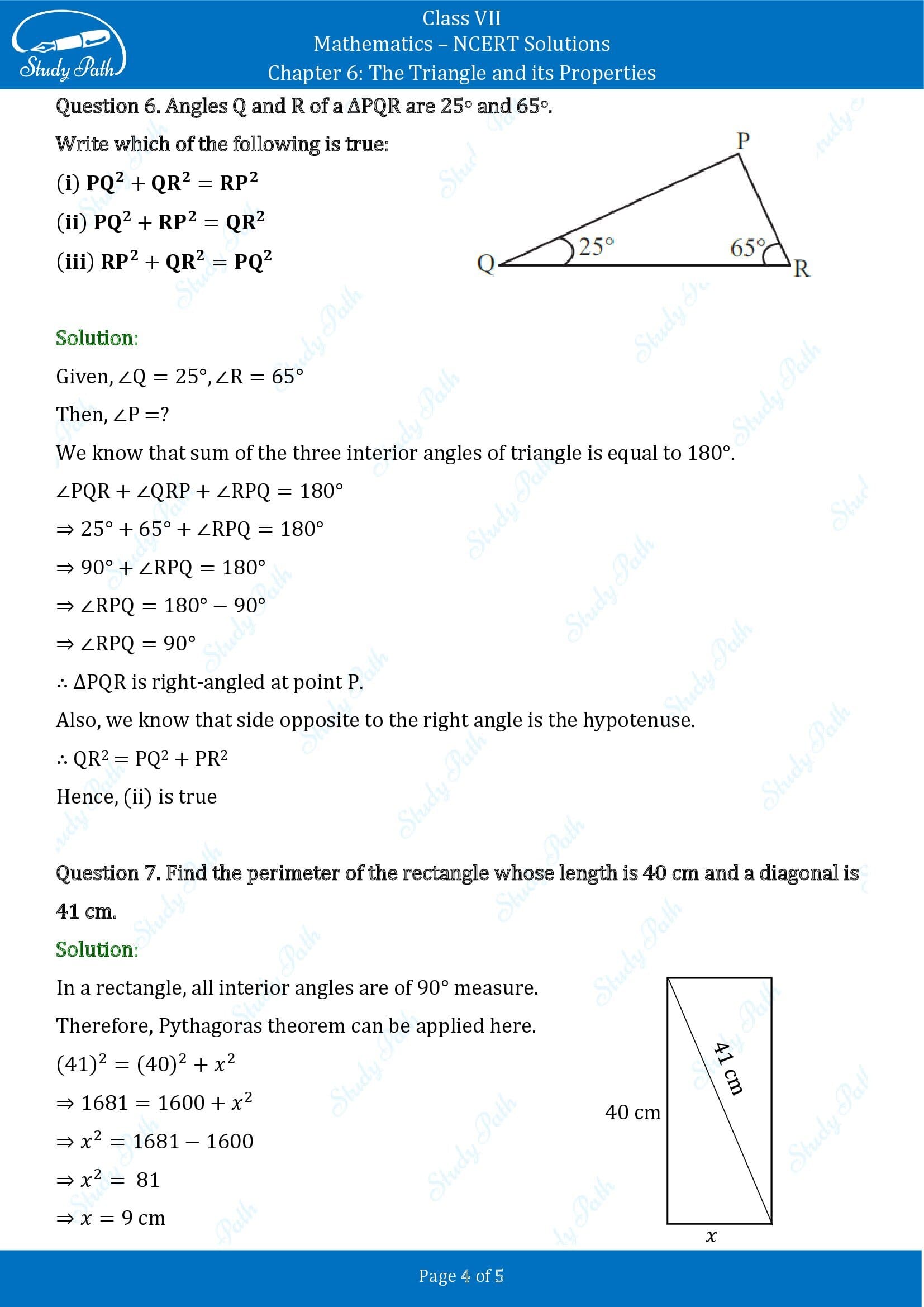NCERT Solutions for Class 7 Maths Chapter 6 The Triangle and its Properties Exercise 6.5 00004