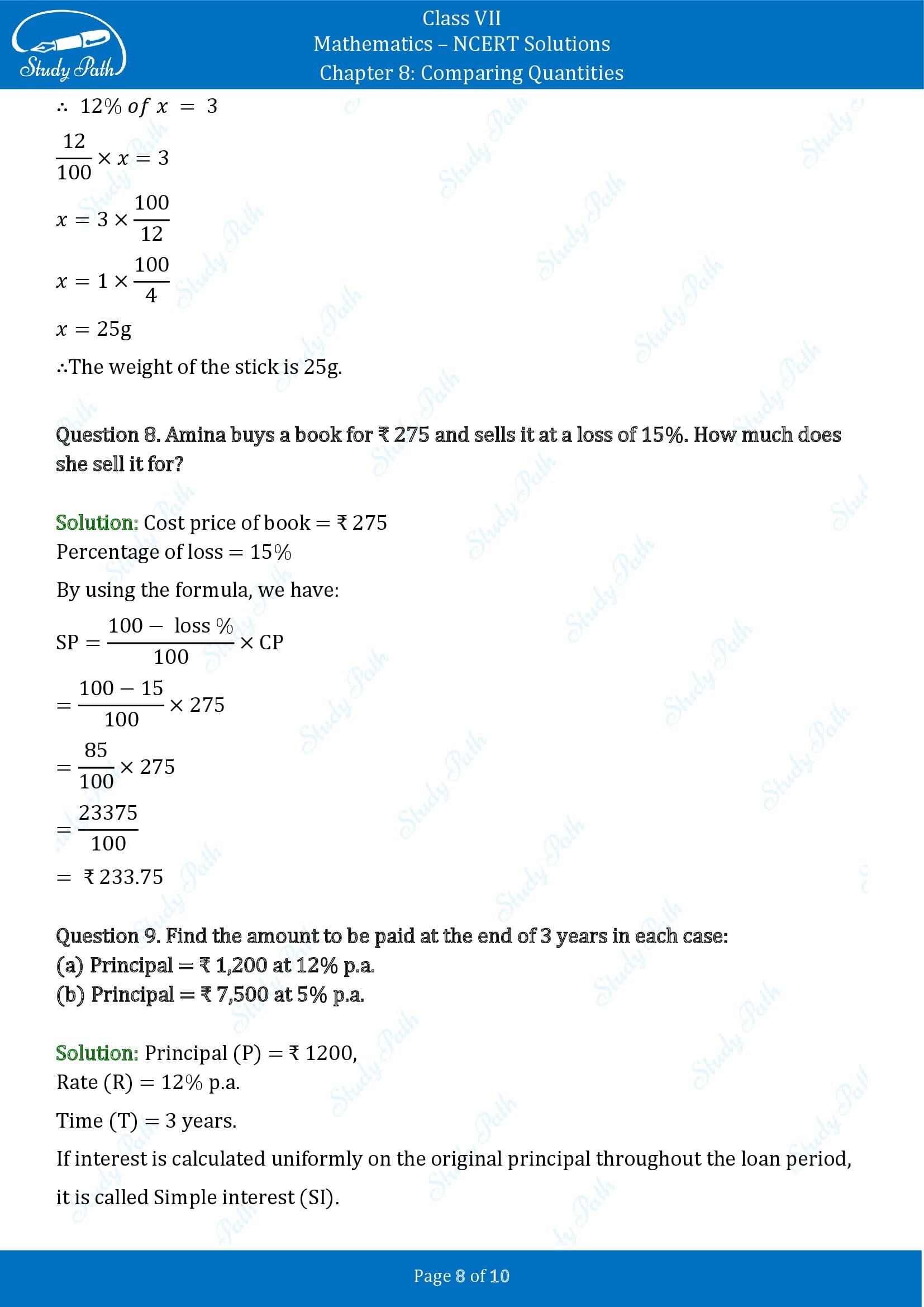 NCERT Solutions for Class 7 Maths Chapter 8 Comparing Quantities Exercise 8.3 00008