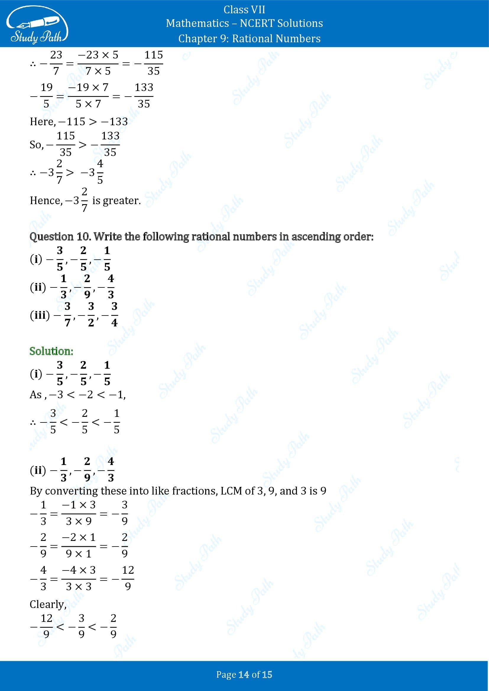 NCERT Solutions for Class 7 Maths Chapter 9 Rational Numbers Exercise 9.1 00014