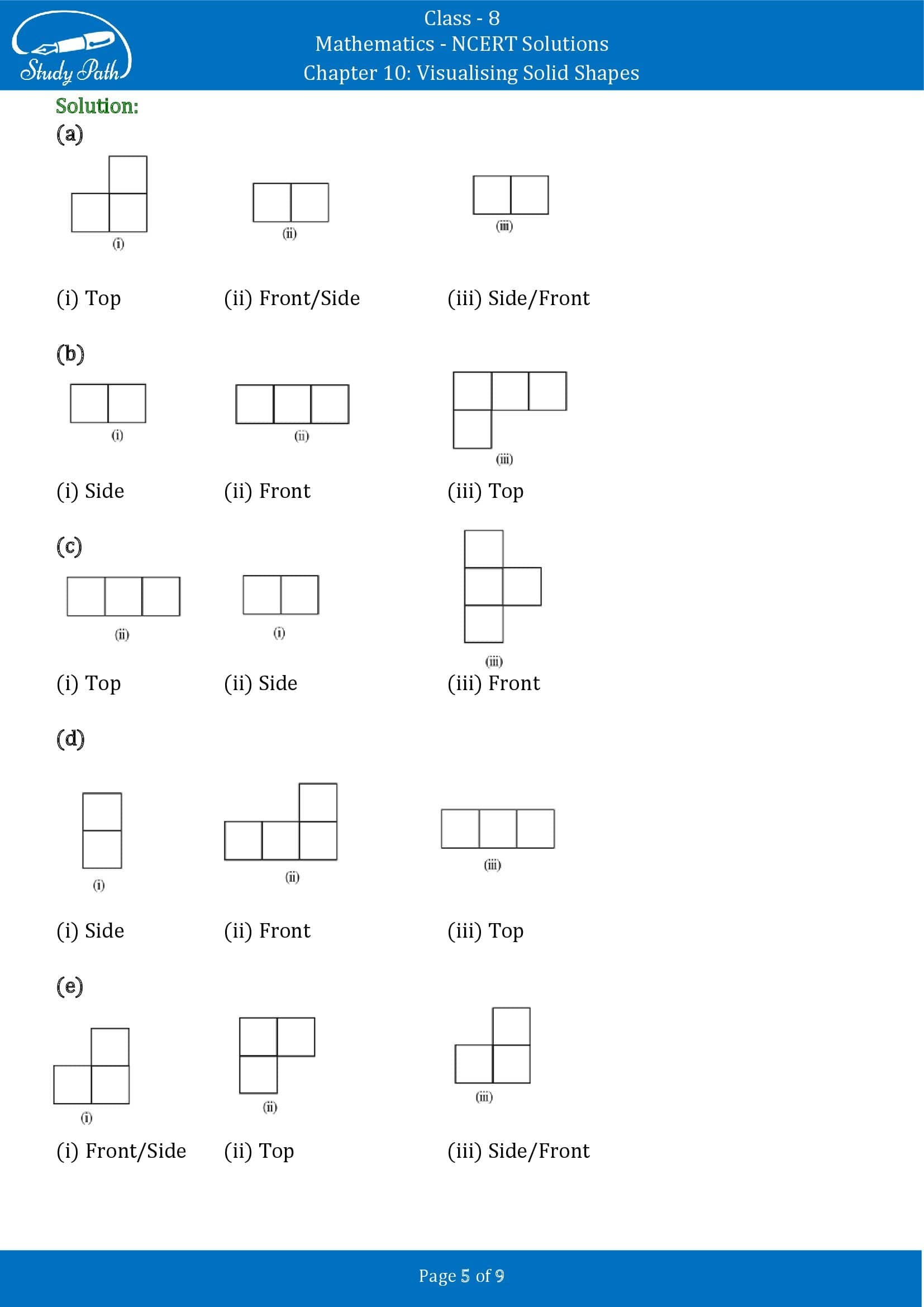 NCERT Solutions for Class 8 Maths Chapter 10 Visualising Solid Shapes Exercise 10.1 00005