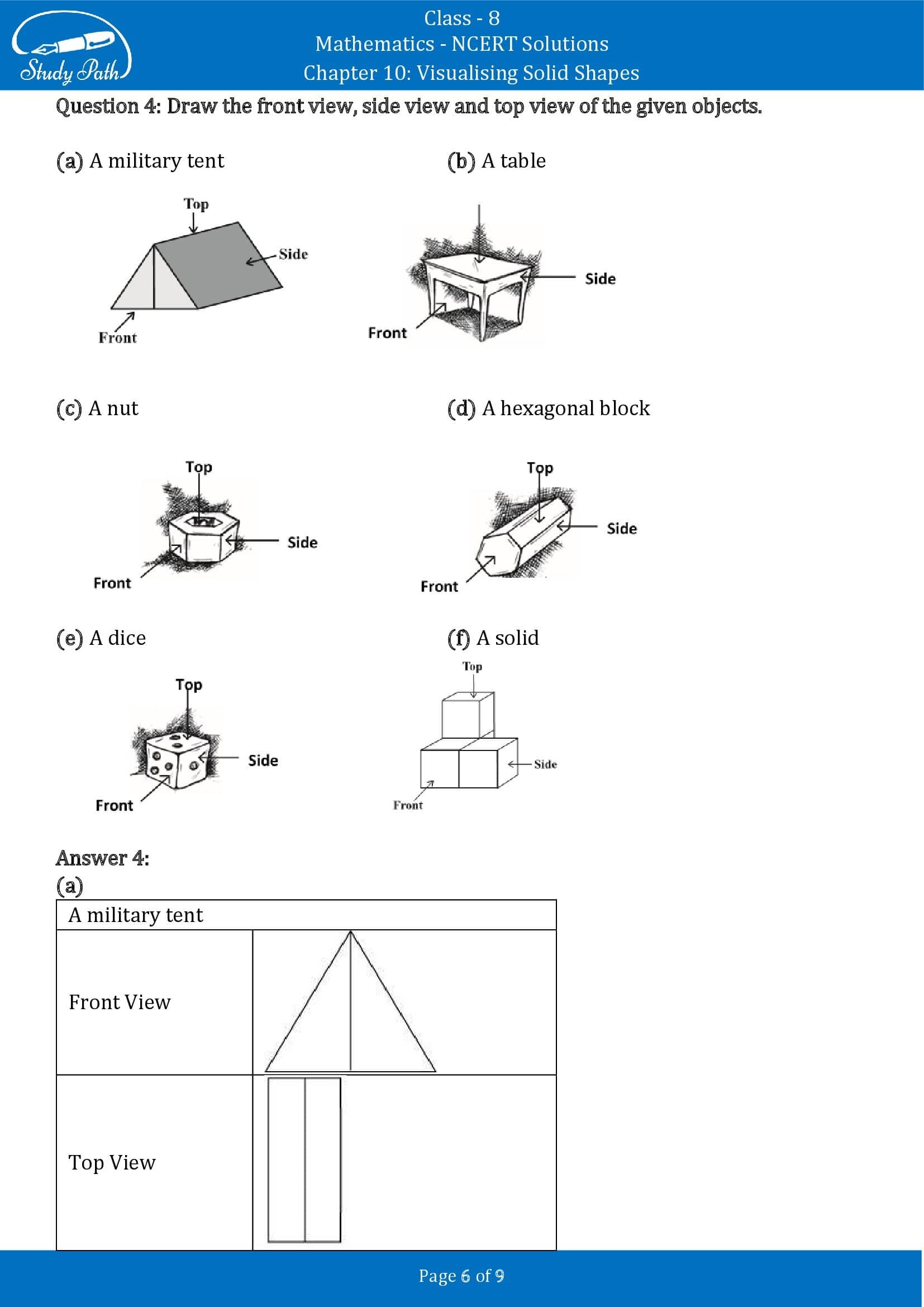 NCERT Solutions for Class 8 Maths Chapter 10 Visualising Solid Shapes Exercise 10.1 00006