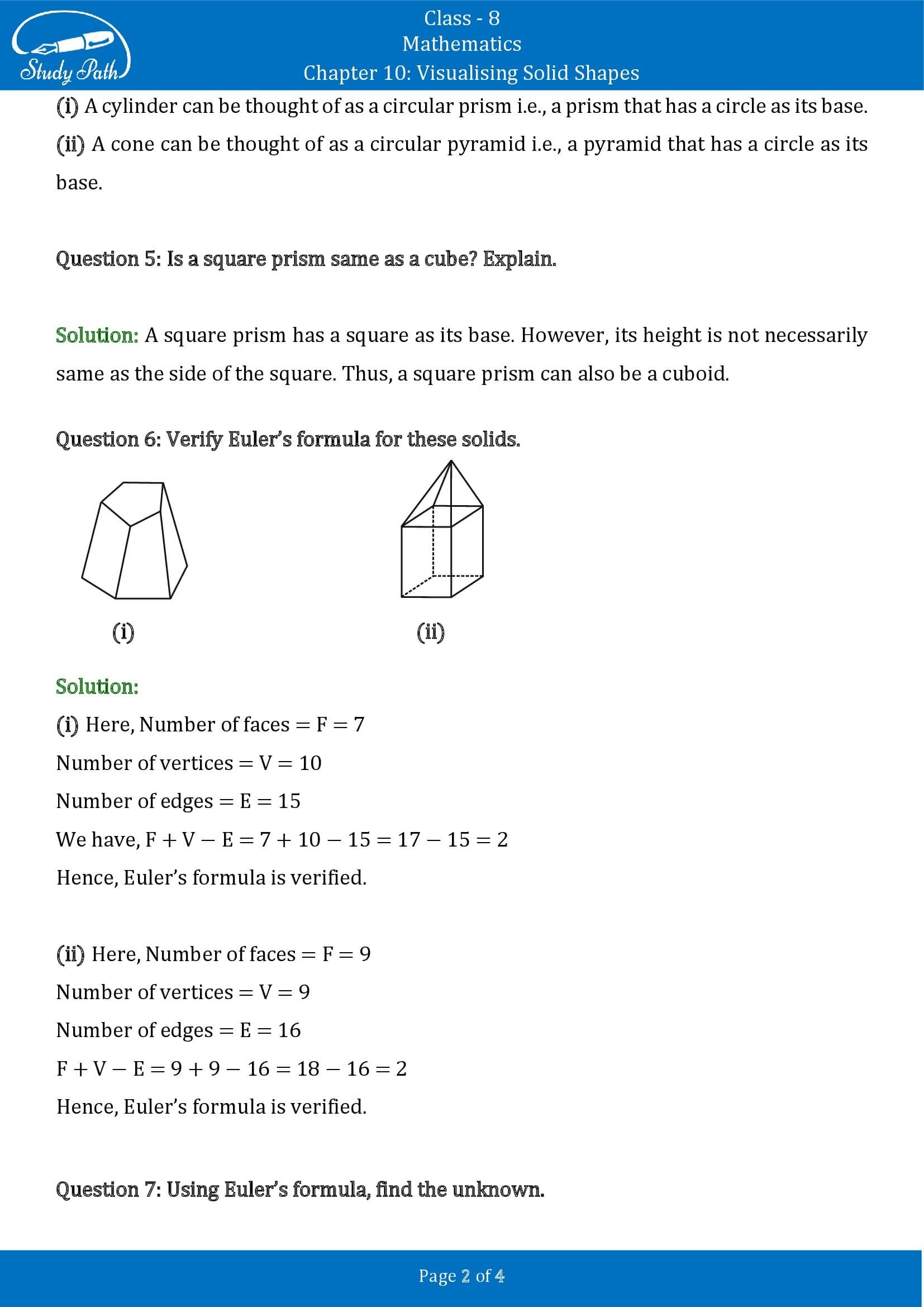 NCERT Solutions for Class 8 Maths Chapter 10 Visualising Solid Shapes Exercise 10.3 00002