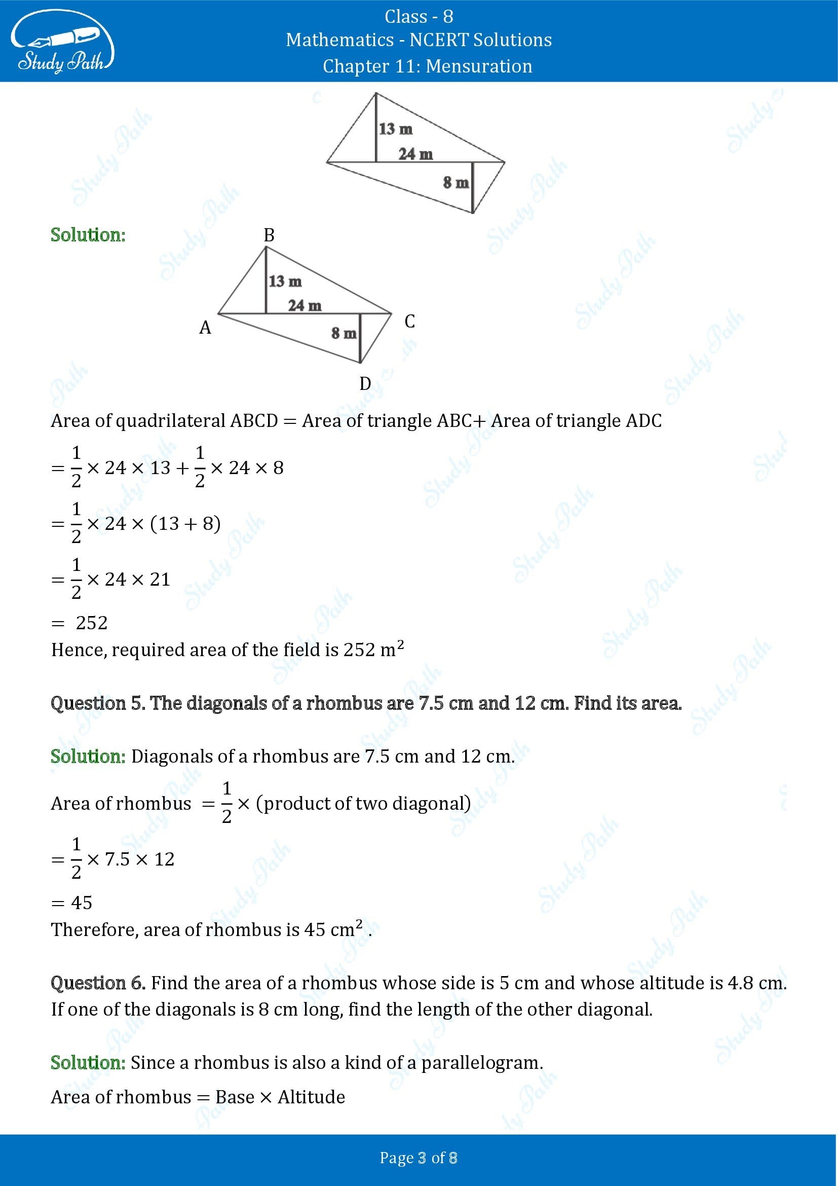 NCERT Solutions for Class 8 Maths Chapter 11 Mensuration Exercise 11.2 00003