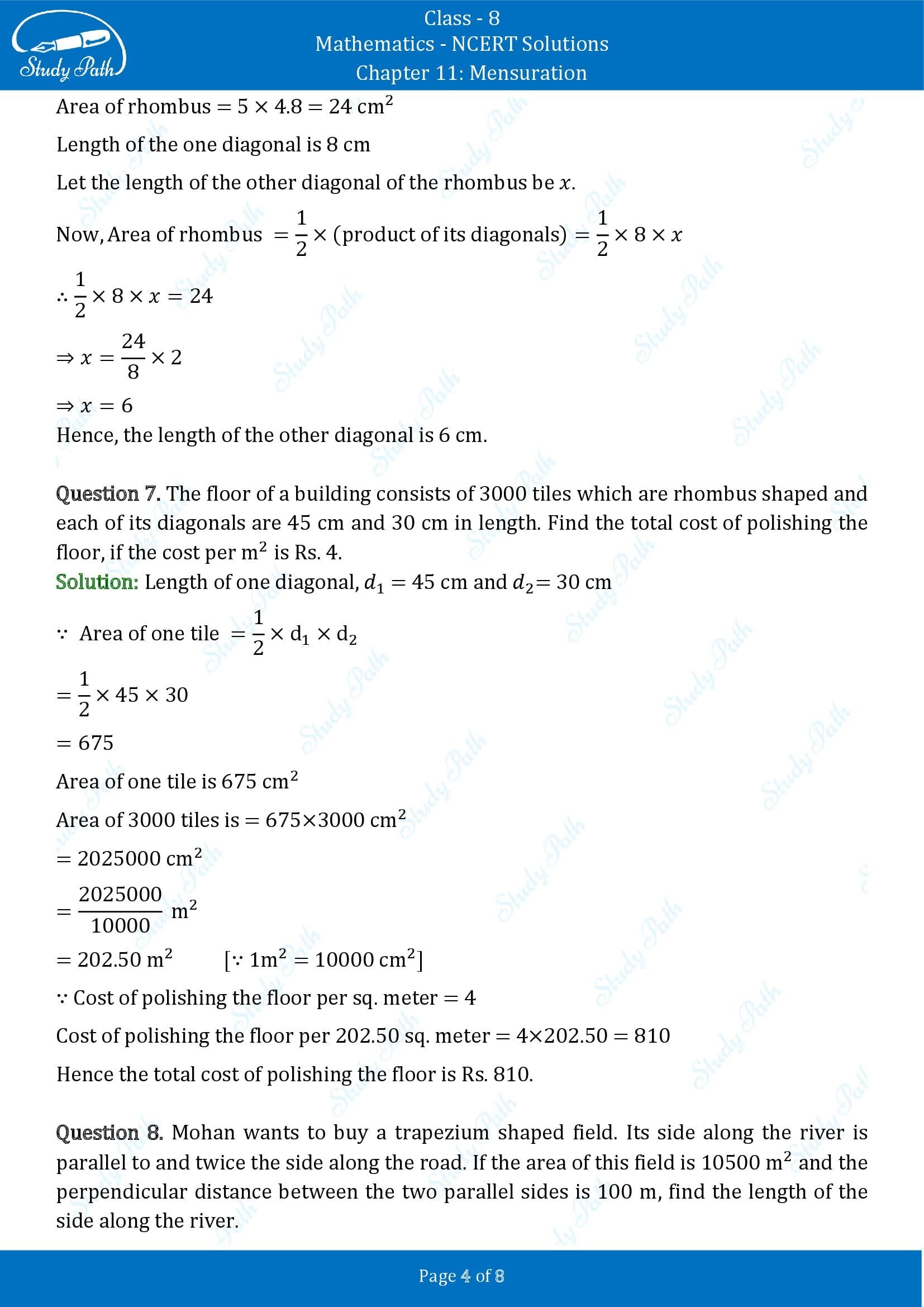 NCERT Solutions for Class 8 Maths Chapter 11 Mensuration Exercise 11.2 00004