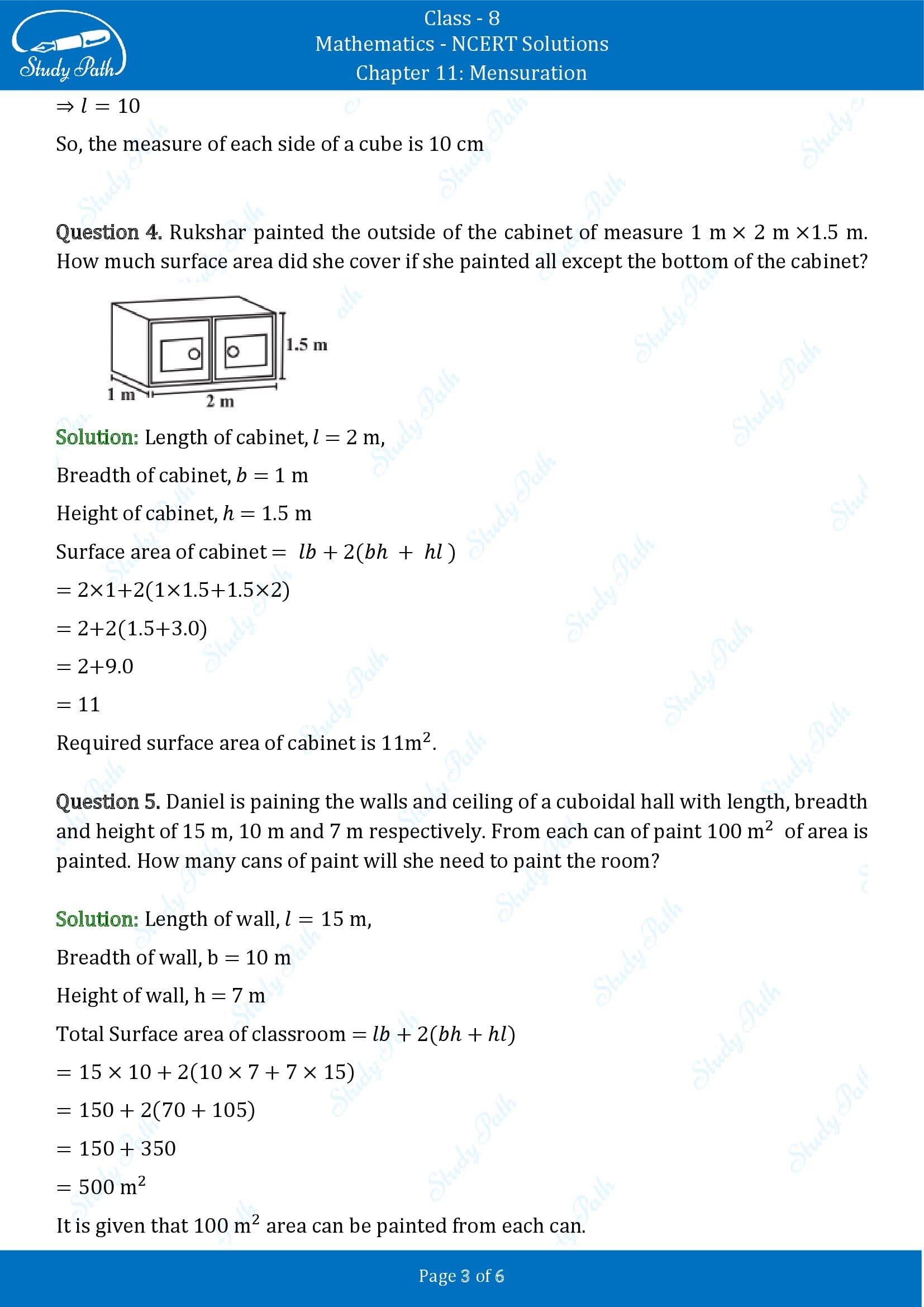 NCERT Solutions for Class 8 Maths Chapter 11 Mensuration Exercise 11.3 00003