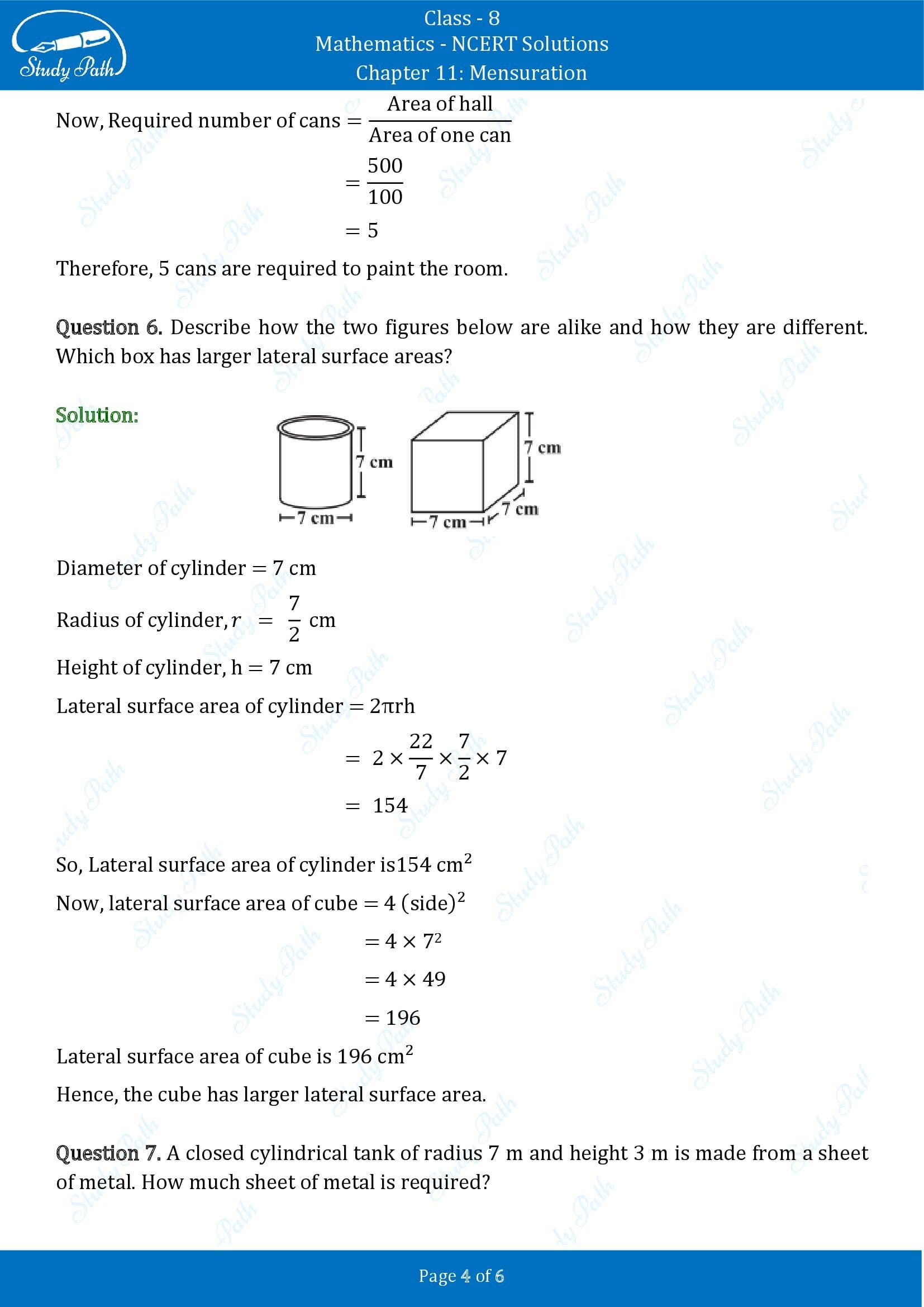 NCERT Solutions for Class 8 Maths Chapter 11 Mensuration Exercise 11.3 00004