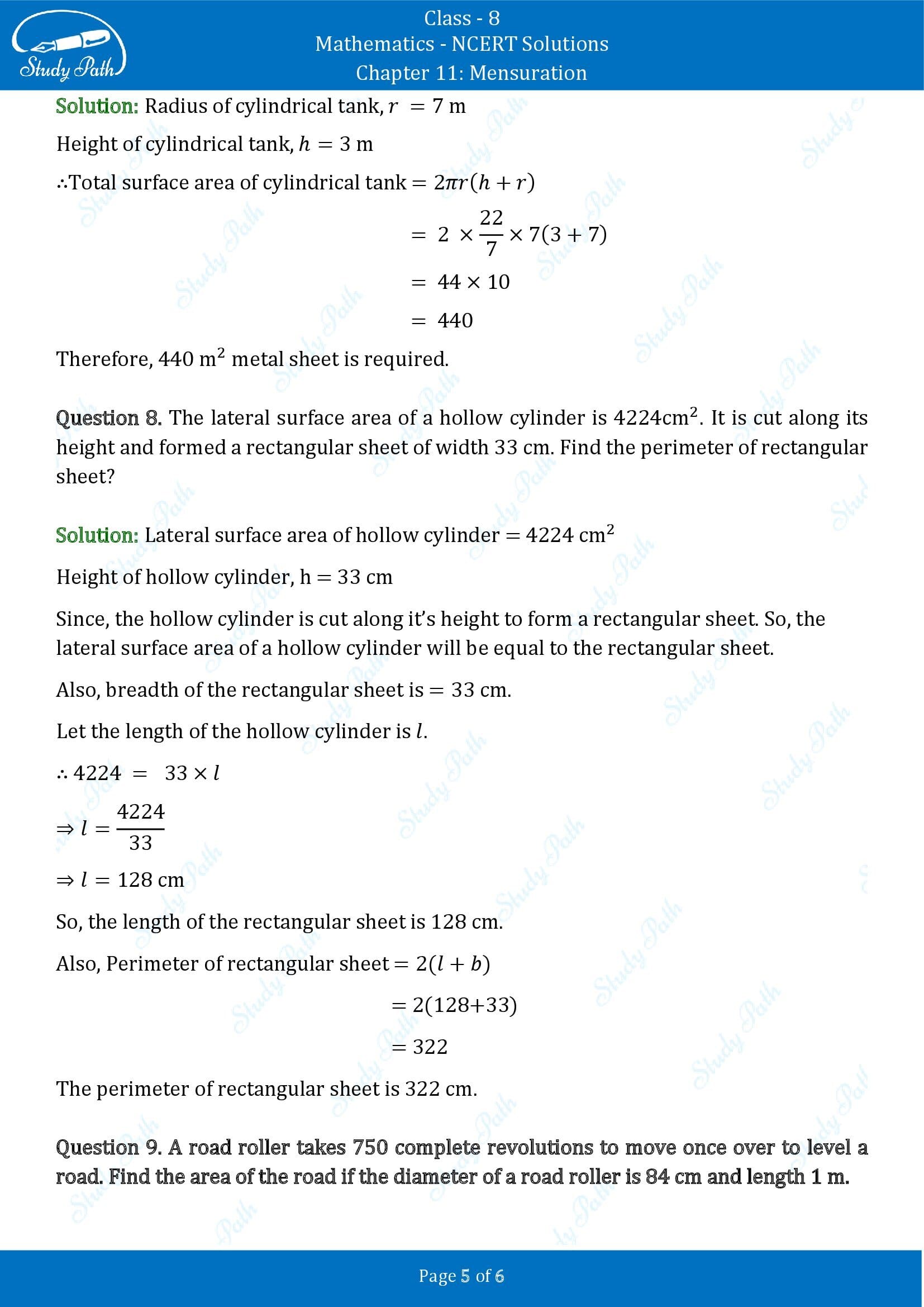 NCERT Solutions for Class 8 Maths Chapter 11 Mensuration Exercise 11.3 00005