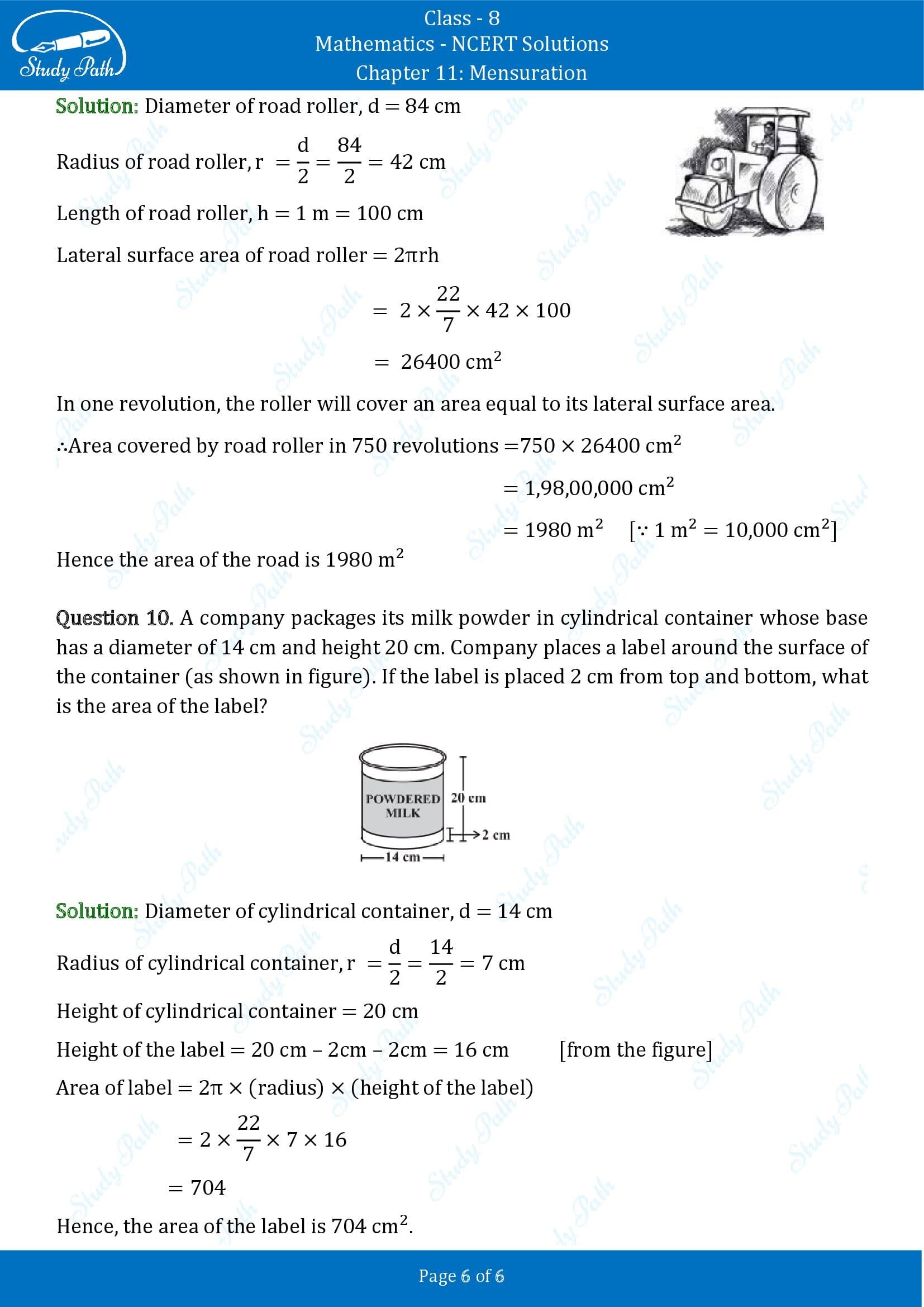 NCERT Solutions for Class 8 Maths Chapter 11 Mensuration Exercise 11.3 00006